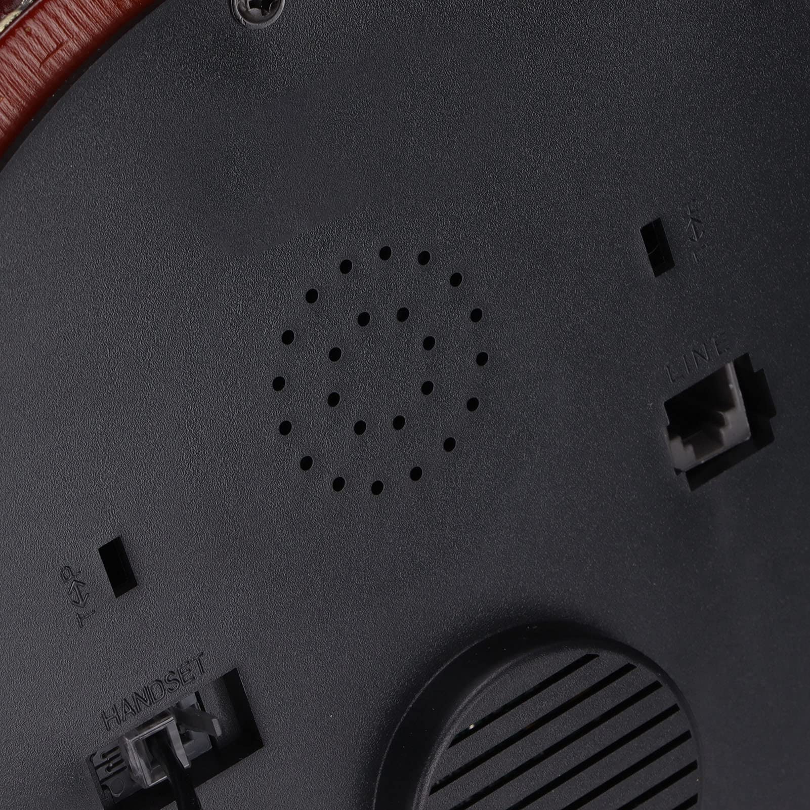 Telefon przewodowy Royal Vintage z obrotową tarczą, europejski telefon stacjonarny w stylu retro ze słuchawką, wykończenie z imitacji drewna i zielonego brązu do dekoracji