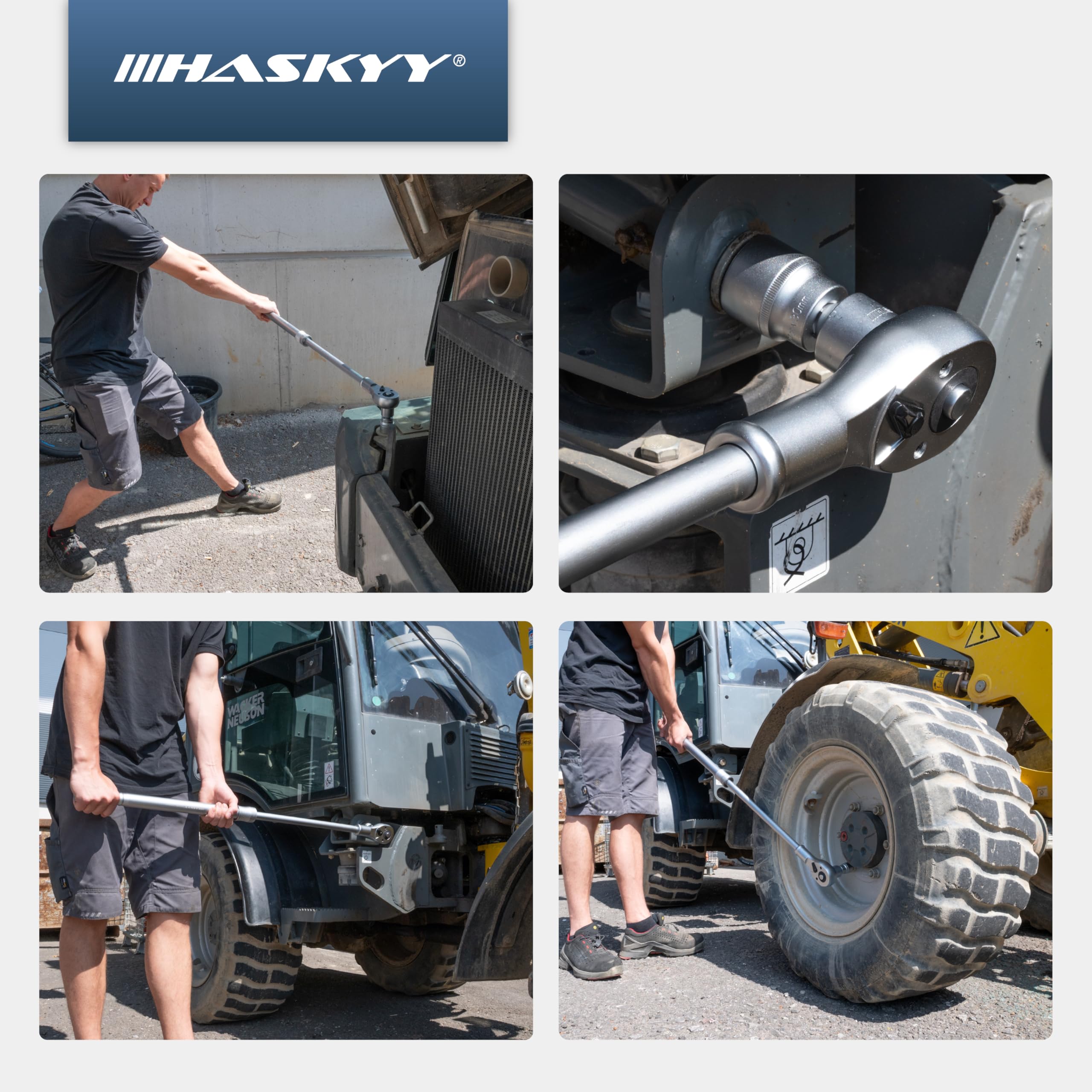 HASKYY Grzechotka teleskopowa 3/4" XXXL 78-115 cm wysuwana 8-stopniowa grzechotka z grzechotką, długa grzechotka z grzechotką, moment obrotowy 1412 Nm