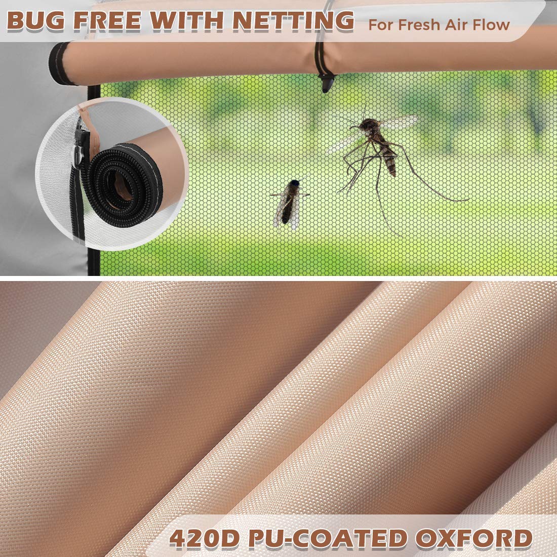 Quictent Privacy 10’x10’ Pop up Canopy Tent Enclosed Instant Gazebo Shelter with Sidewalls and Mesh Windows Waterproof (Beige)