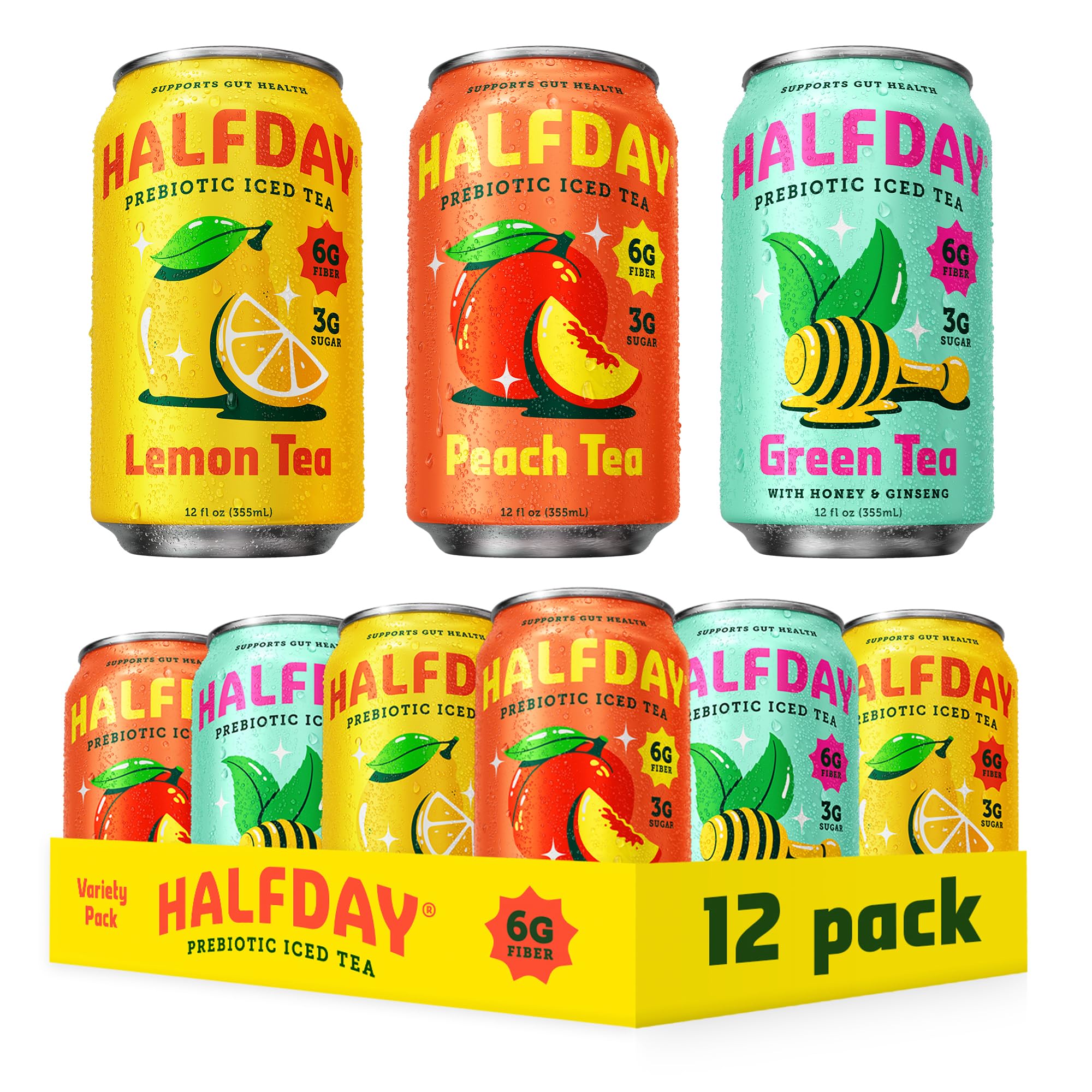 Amazon.com : HALFDAY Prebiotic Iced Tea Lemon, Peach & Green Tea