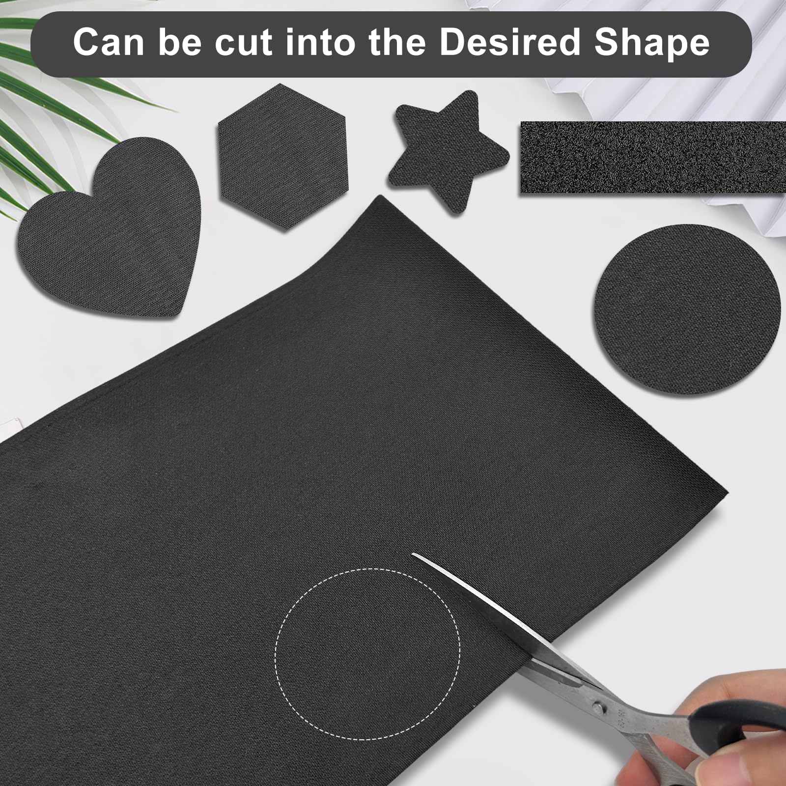 8 hojas de para coser, 18 x 30 cm, cinta de negra ancha para coser, hecha de poliéster de nailon, reutilizable cierre de para coser, cinta de gancho y bucle para ropa, textiles para el hogar