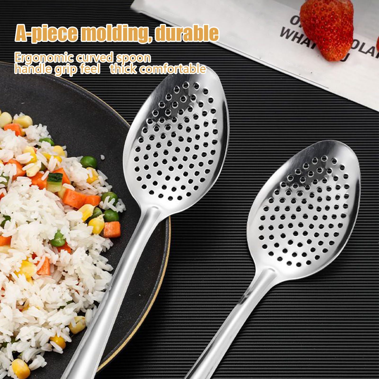 Puentes De Ranuras Para Cocinar - Cuchara Perforada De Acero Inoxidable, Escarabajo Resistente Al Calor | Cuchara De Asistencia De Cocina, Cuchara De Freír, Cucharón De Sopa De Servidor De Pasta, Uste