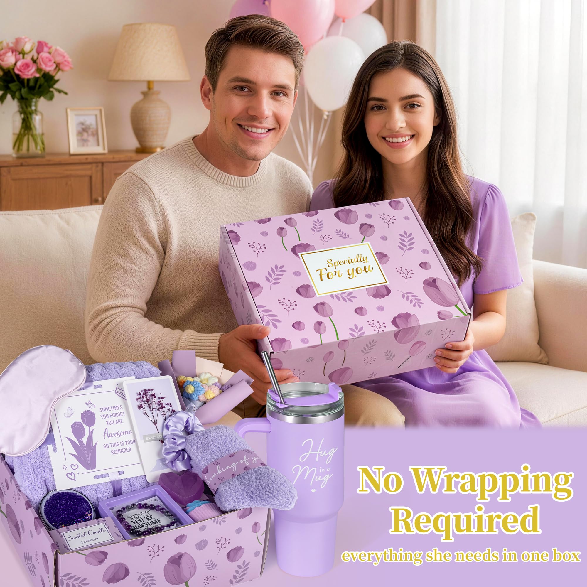 15-Piece Self-Care Gift Basket for Women with Blanket and Insulated Tumbler