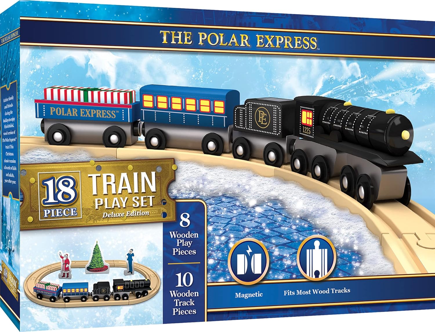 MasterPieces Wood Train Sets - The Polar Express 18 Piece Train Set