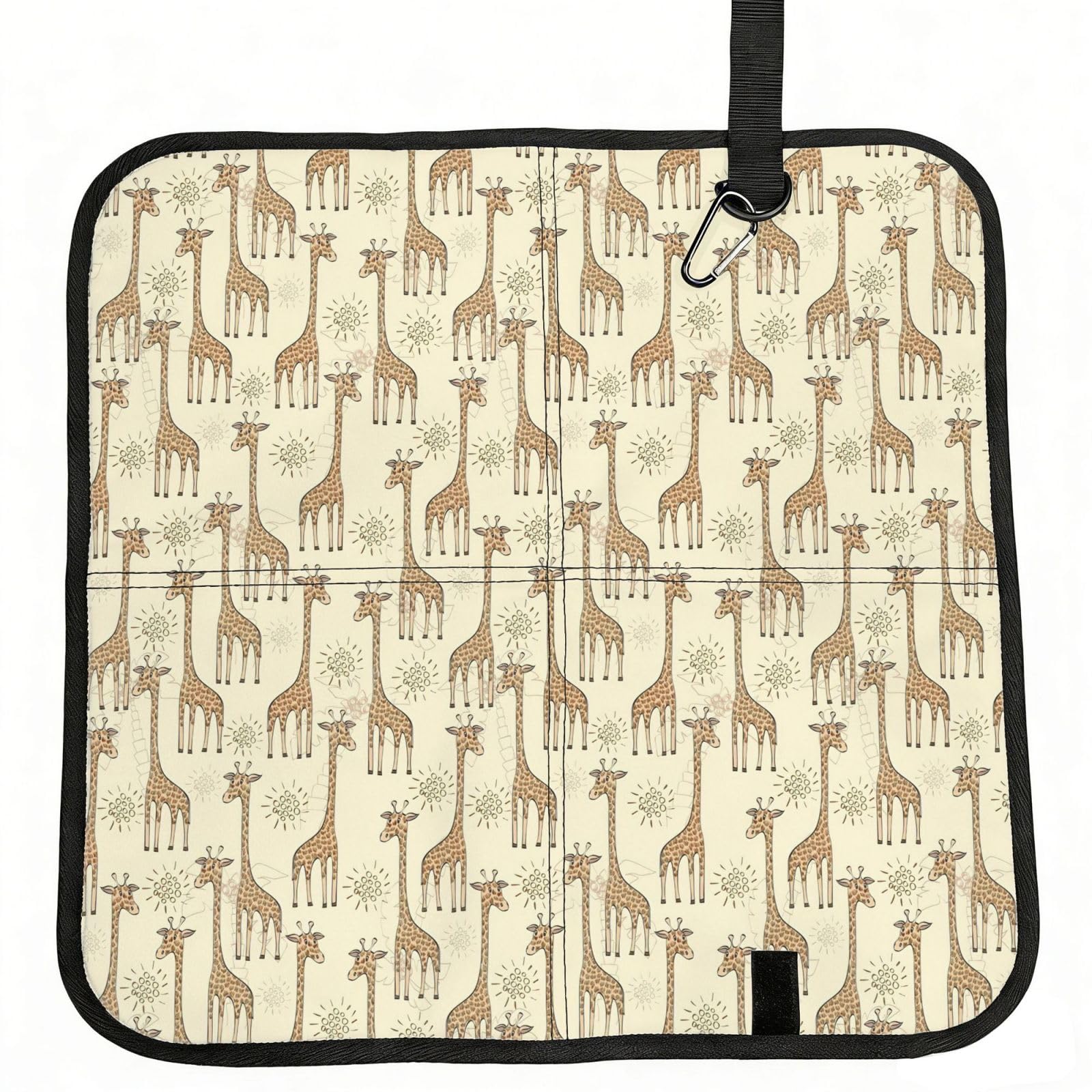 VCzsdff Hand Drawn Giraffes Print Portable Seat Cushion Folding Bleacher Pad Compact Picnic Sitting Mat Polyester 40cm