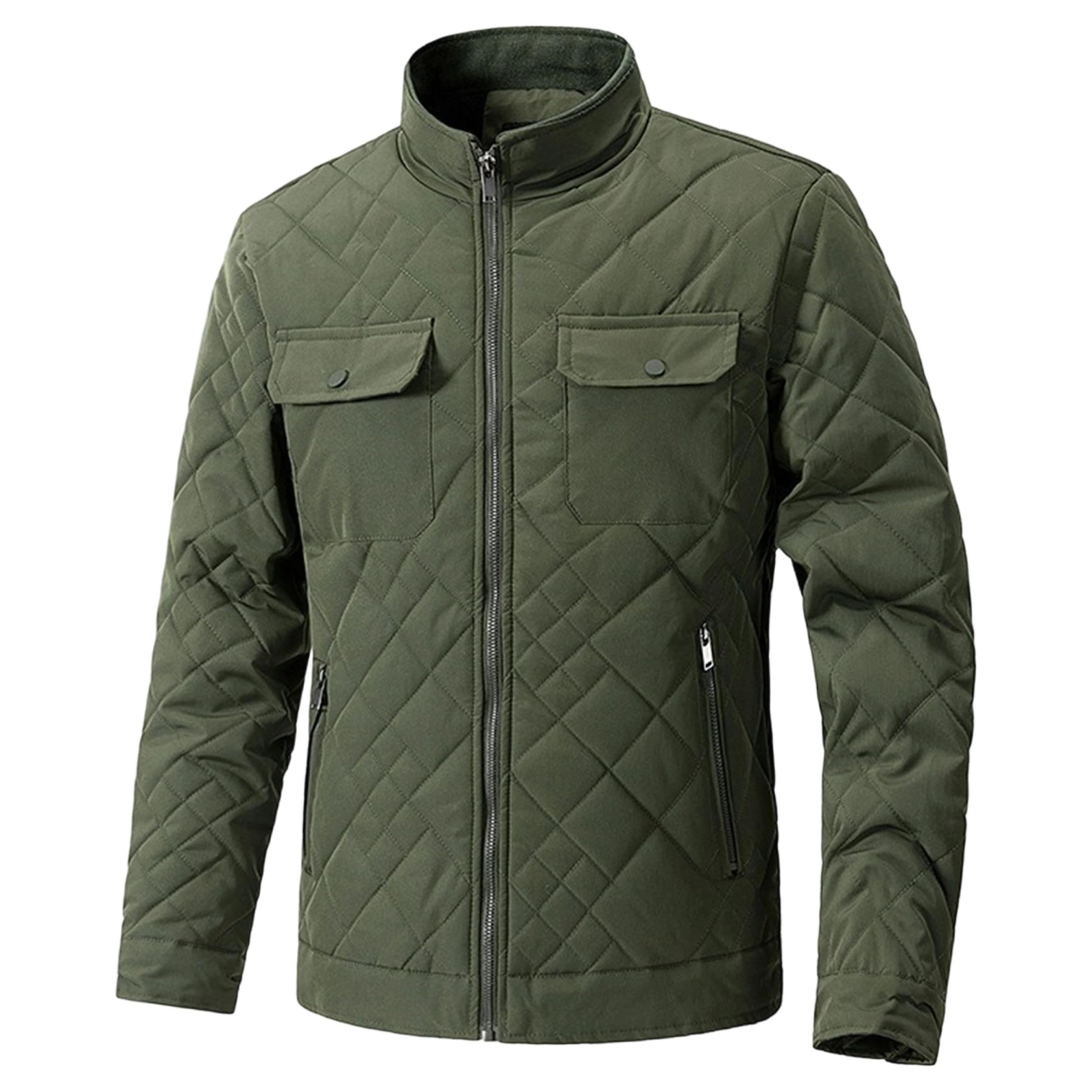 Giacca trapuntata a rombi casual da uomo, invernale, a maniche lunghe, per uomo, con tasche