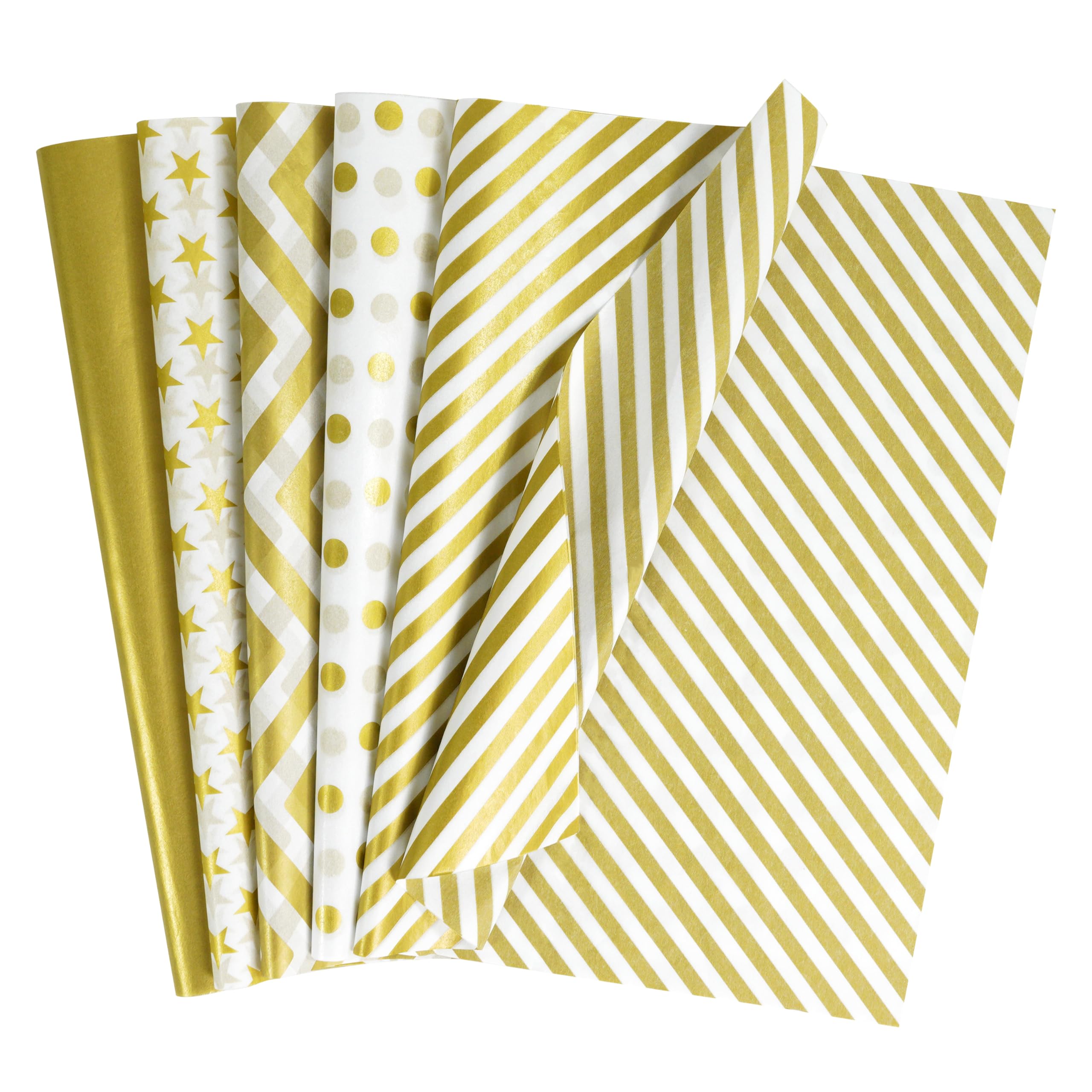 Bobobag 100 Sheets Gold and White Tissue Paper for Gift Bags, 20"X14" Gift Wrapping Tissue for Party Decoration Art Craft