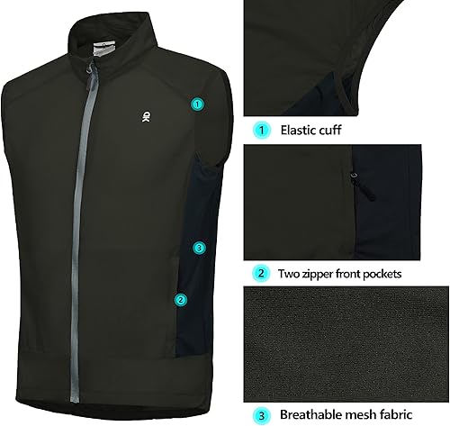 Miniatura 3 de Little Donkey Andy Chaleco de ciclismo para hombre, chaleco reflectante para bicicleta, ultra ligero, transpirable, resistente al viento, para golf,