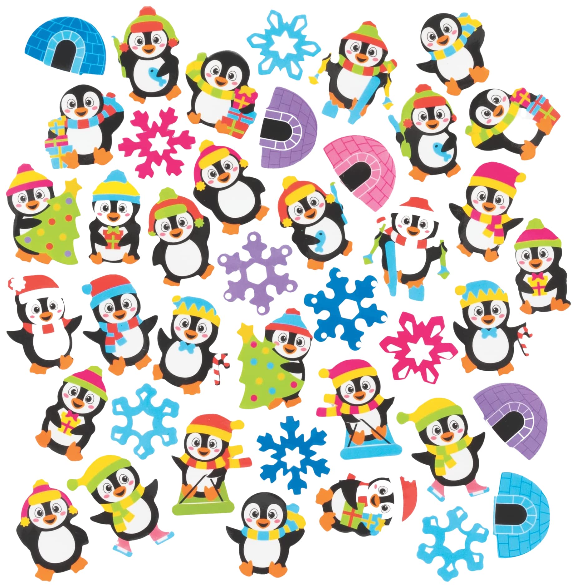 Baker Ross FC249 Penguin Foam Stickers - Pack of 200, Kids Stickers, Ideal for Children's Arts and Crafts Projects, Great for Card Making and Scrapbooking