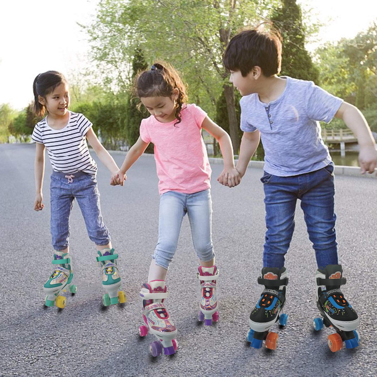 Woolitime Adjustable Roller Skates for Girls and Boys, 4 Size