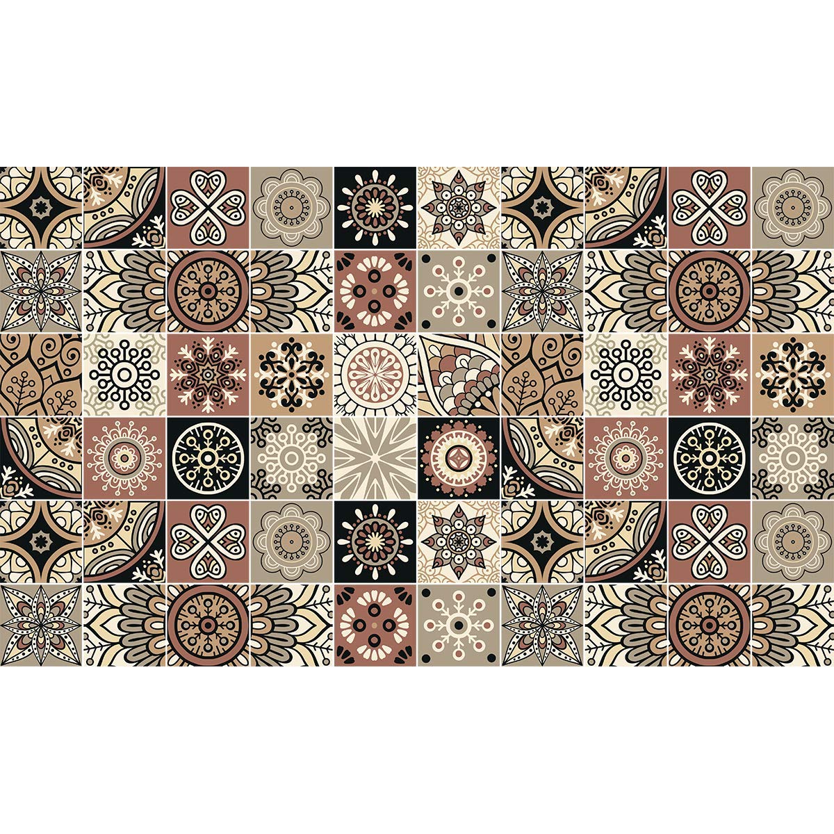 Ambiance Sticker Adesivi Murali per Mobili da Tavola, Adesivi Decorativi per Camere da Letto e Armadi Elisabetah - 60 Piastrelle Adesive 15 x 15 cm