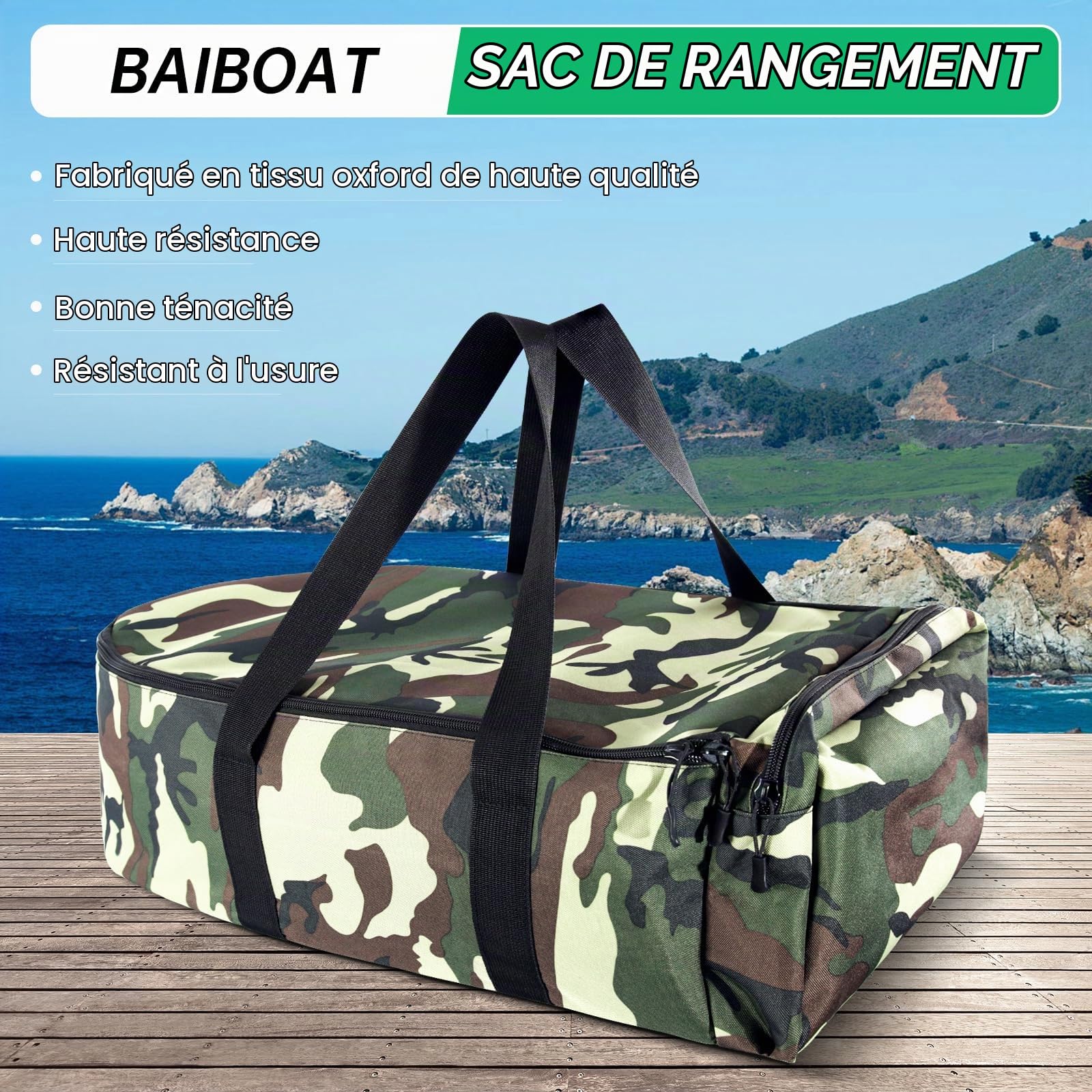Sac de transport pour bateau à appâts - Grande capacité - Résistant aux intempéries et portable, Vert militaire, L, Sac de transport pour bateau à appâts