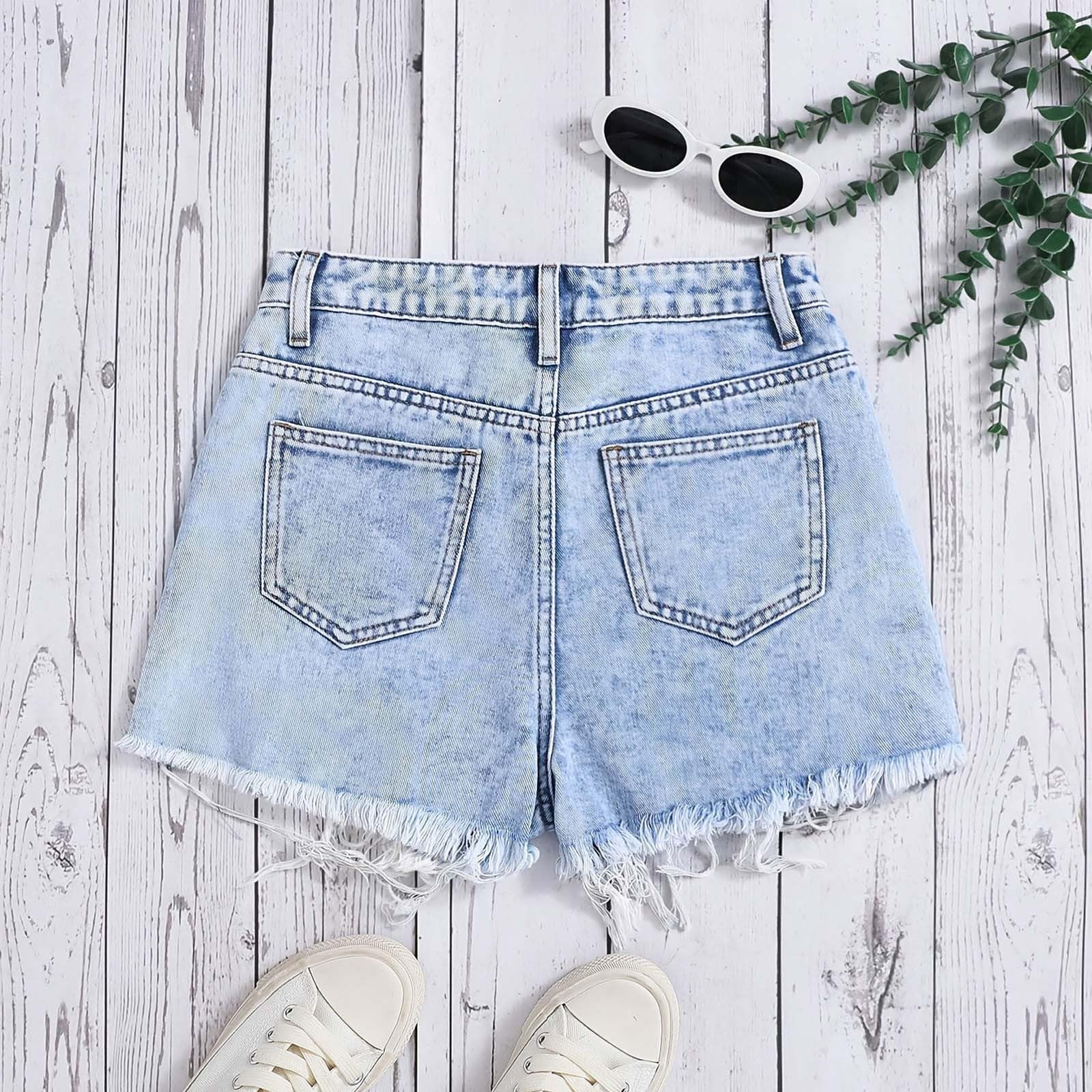 Shorts Enfant Fille Short en Jean Fin et décontracté pour Fille Ample et Tendance idéal pour l'été Ensemble Polaire Fille