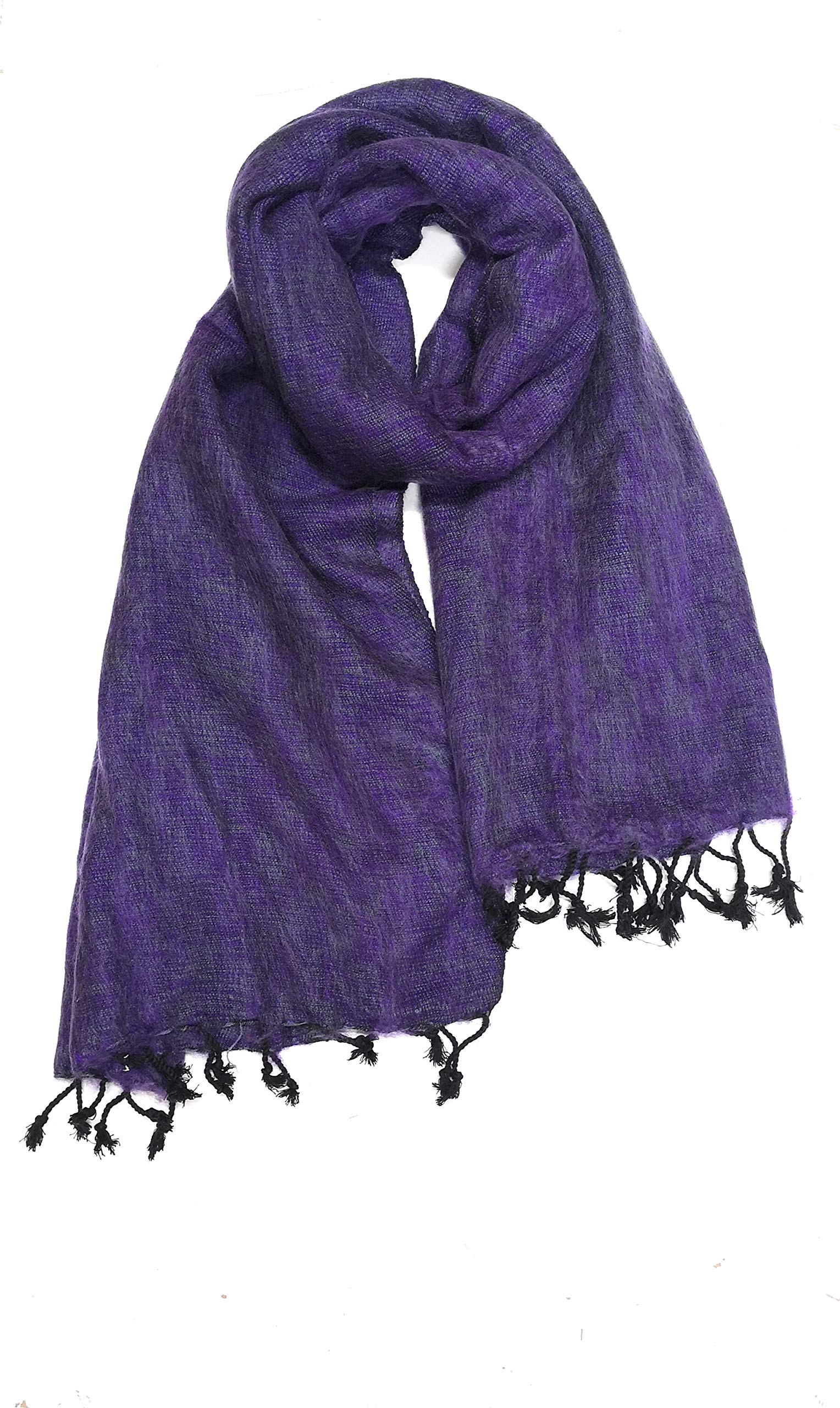 Cool Trade Winds Women's Purple Scarf / Wrap - / Grey - 100% Fair Trade Yak Cotton Shawl(Size: 164Cm X 84Cm)