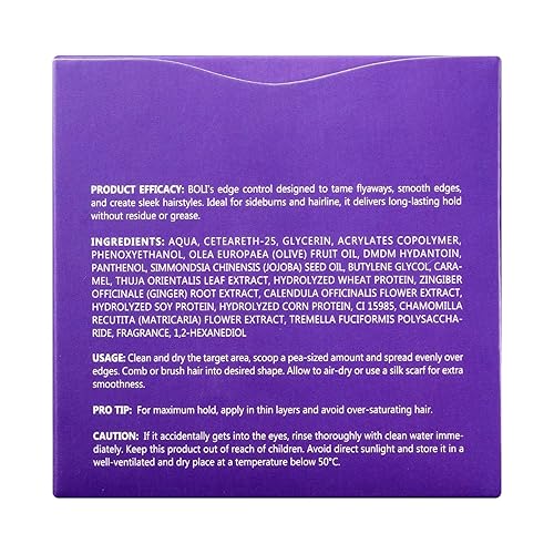 Miniatura 7 de BOLI Gel de control de bordes de fijación fuerte para mujeres, cera de peinado, no grasa, no descamada, sin yeso blanco, de larga duración, brillo y