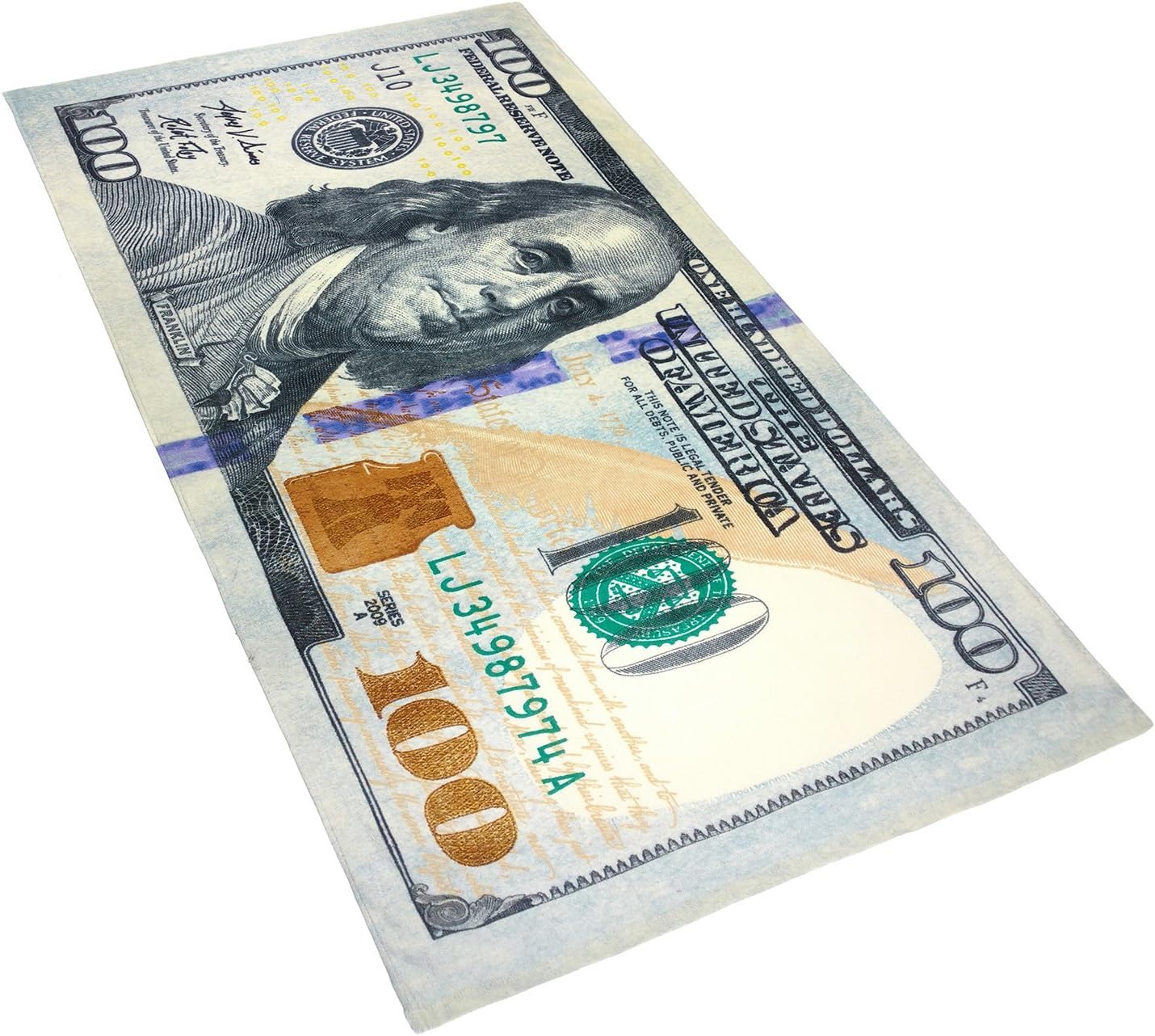 Kaufman - New 100 Dollar Bill Printed Beach and Pool Towel, 6-Pack, 30in x 60in, Multicolor