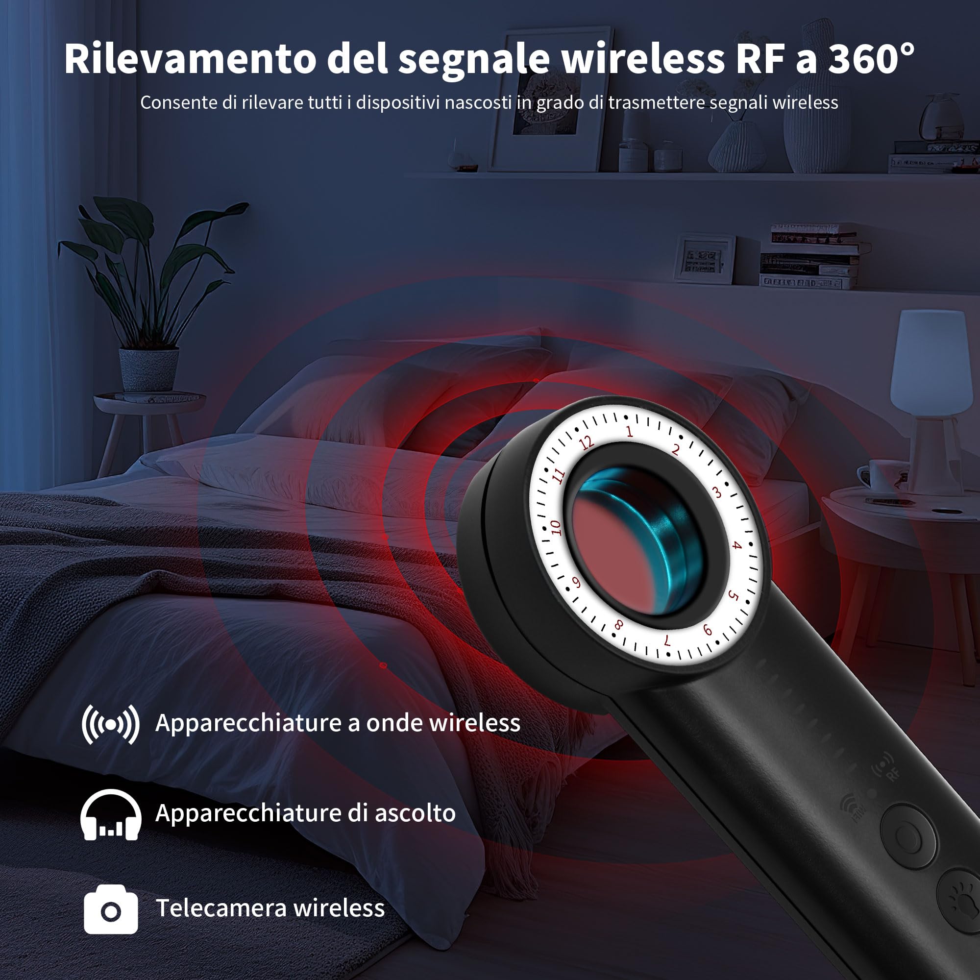 Rilevatore Microspie K18+ Per Telecamere Nascoste E GPS, Anti-spia Con 4 Modalità, Rilevamento RF E Campo Magnetico, Per Hotel E Uffici