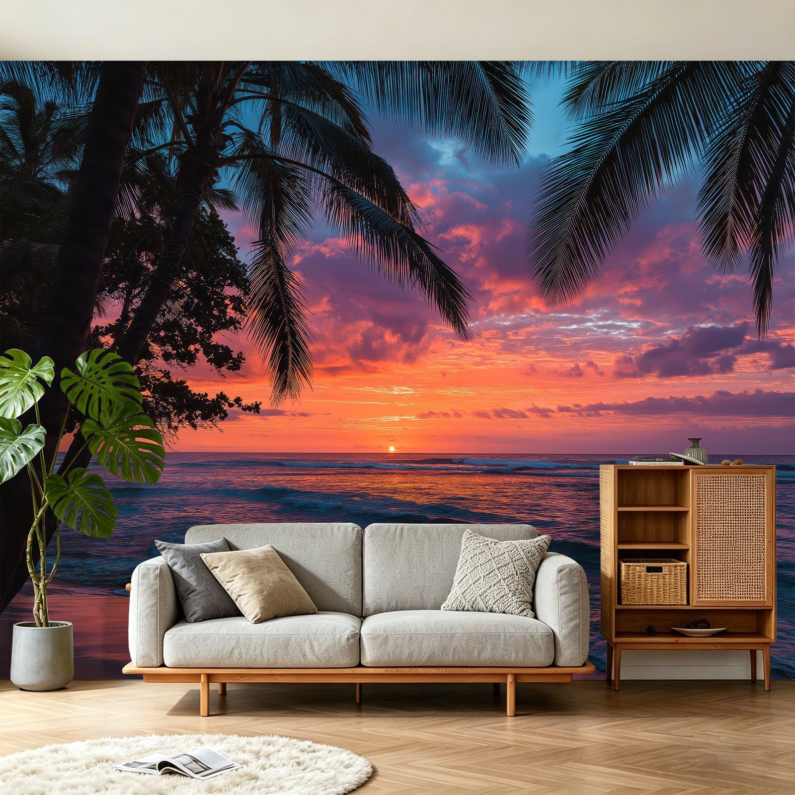 Carta da parati fotografica, 400 x 280 cm, effetto 3D, paesaggio tropicale
