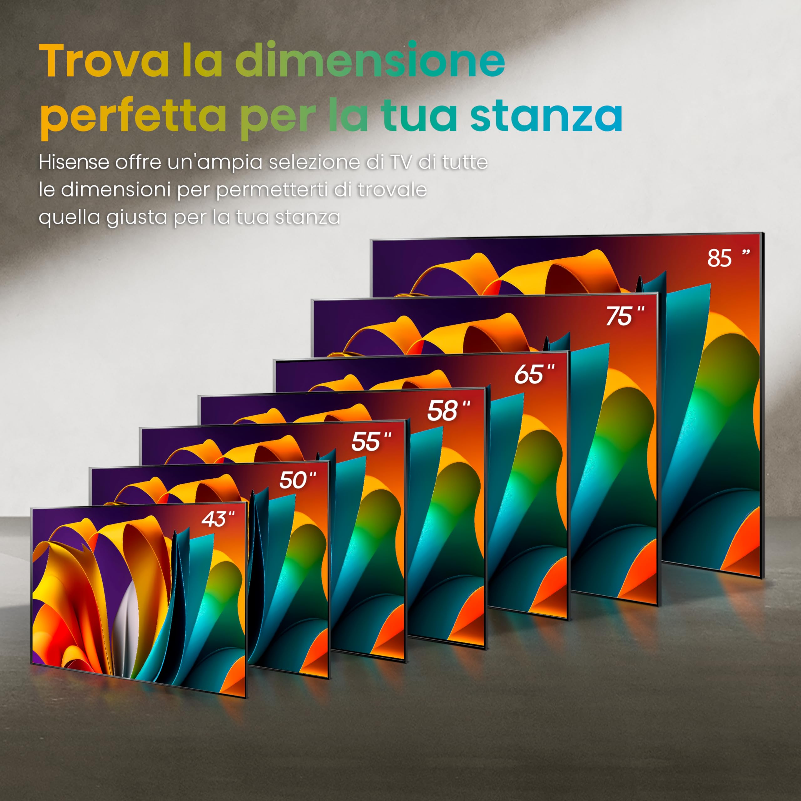 Hisense TV 55" 4K Ultra HD 55A6N, Smart TV VIDAA U7, Dolby Vision, HDR 10+, DTS Virtual:X, Game Mode, Alexa Built-in, VIDAA Voice, Tuner DVB-T2/S2 HEVC 10, lativù 4K, 55'', 2024 LED