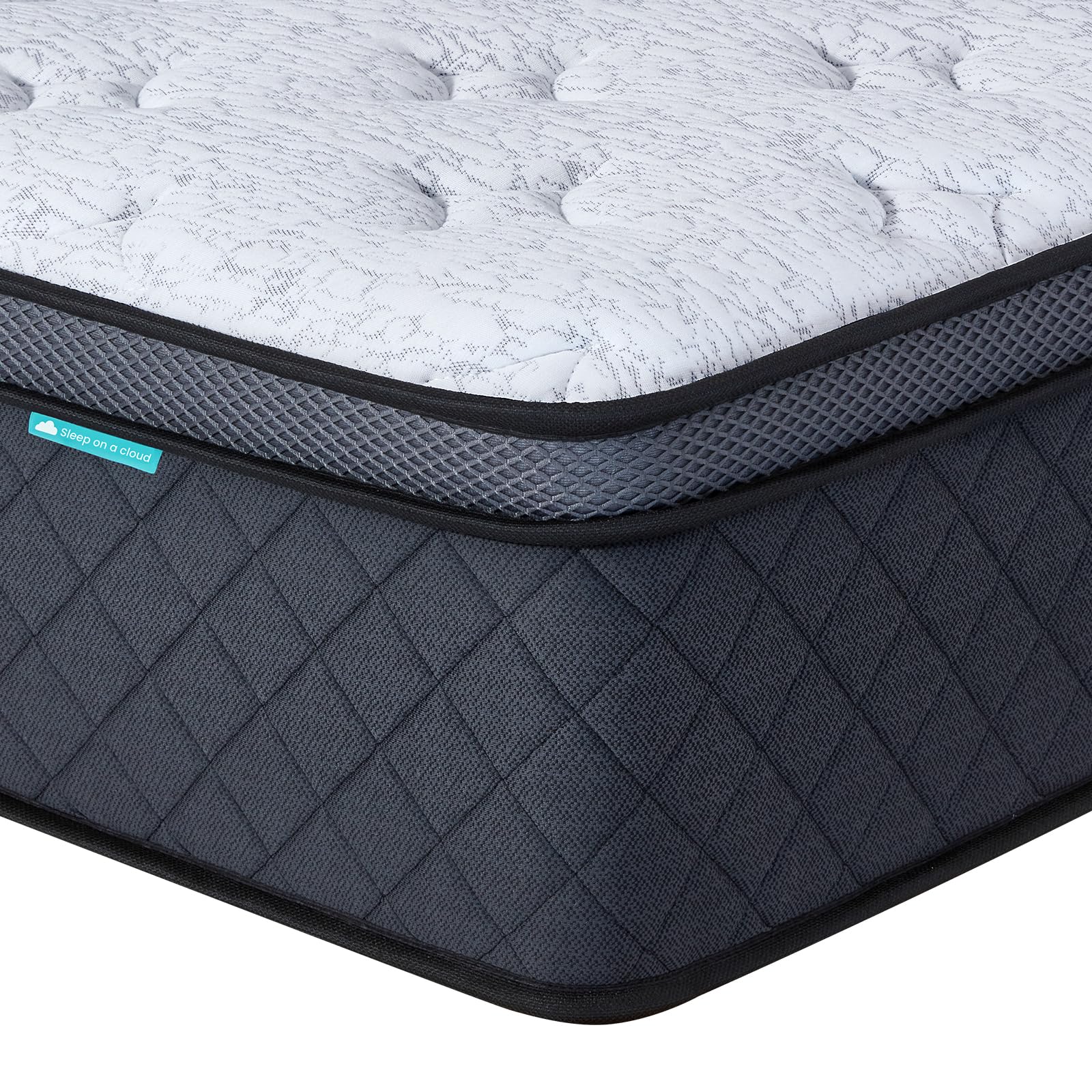 Edouri Double Mattresses 4FT6, 12 Inch Hybrid Mattress with Individual Pocket Springs for Motion Isolation & 7-Zone Support, Double Mattress Medium Firm with Breathable Fabric in a Box, 135x190x30cm