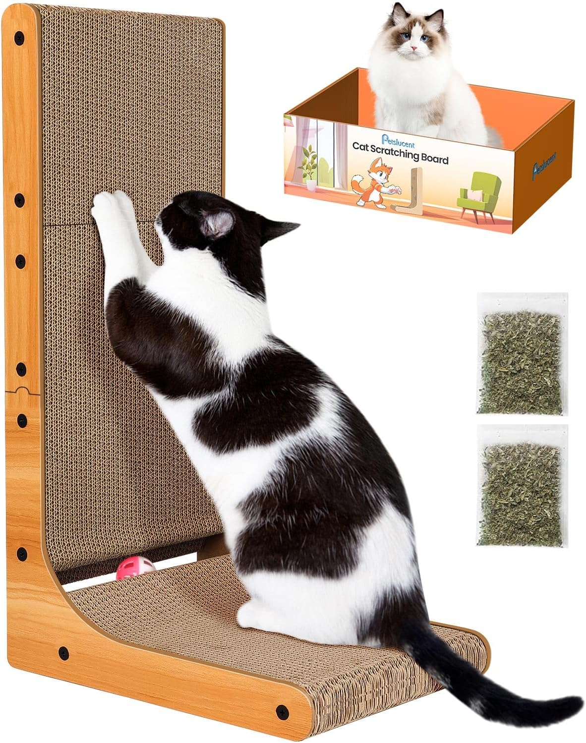 Petslucent Cat Scratcher, 26.8 Inch L Shape Cat Scratching board with