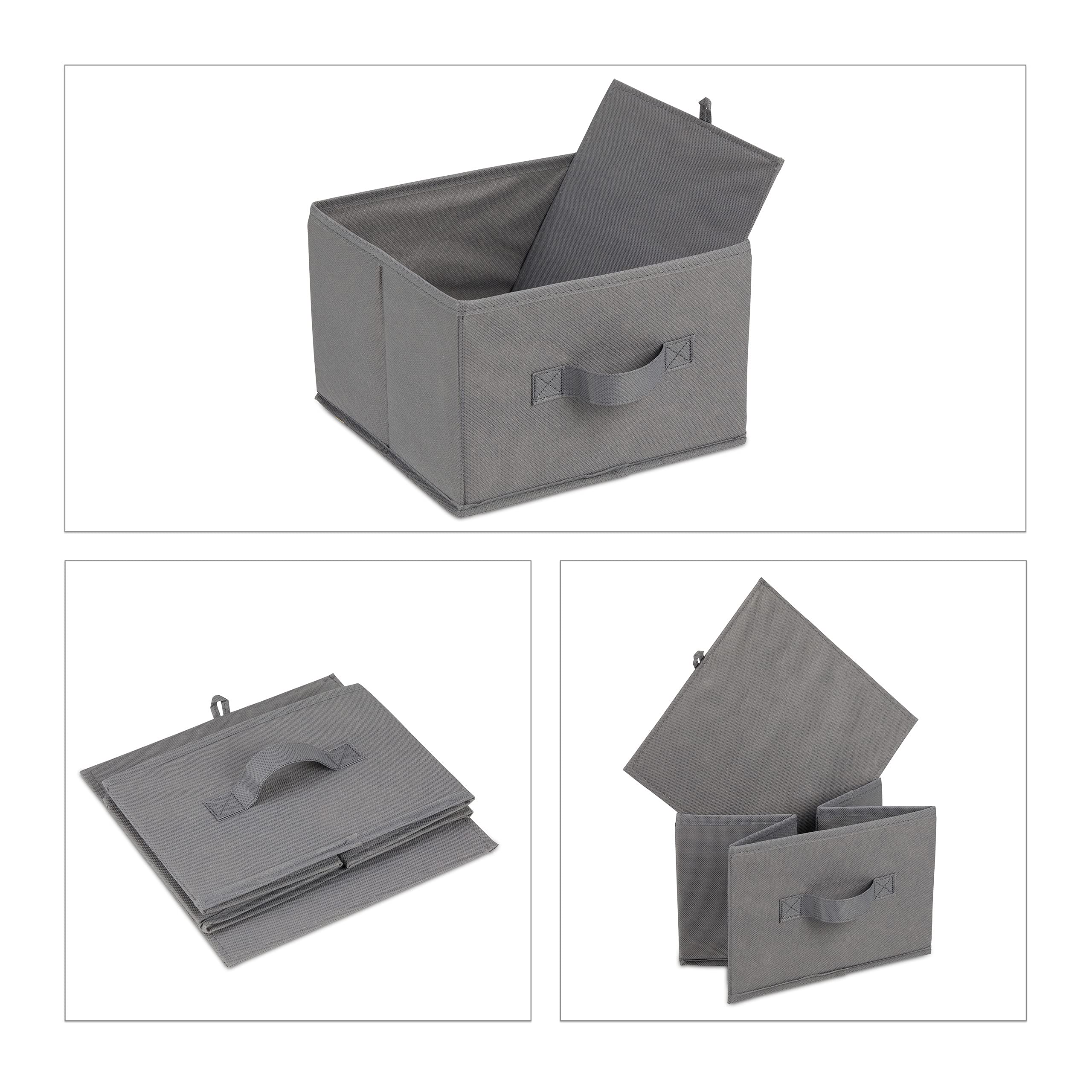Relaxdays Estantería Baño con 3 Cestas Plegables, Almacenaje, Repisa Pequeña con Cajones, 65x28x25,5 cm, Gris