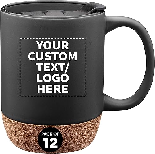 Tazas de cerámica barista personalizadas con parte inferior de corcho de 13 onzas juego de 72 paquete personalizado a granel perfectas para café té
