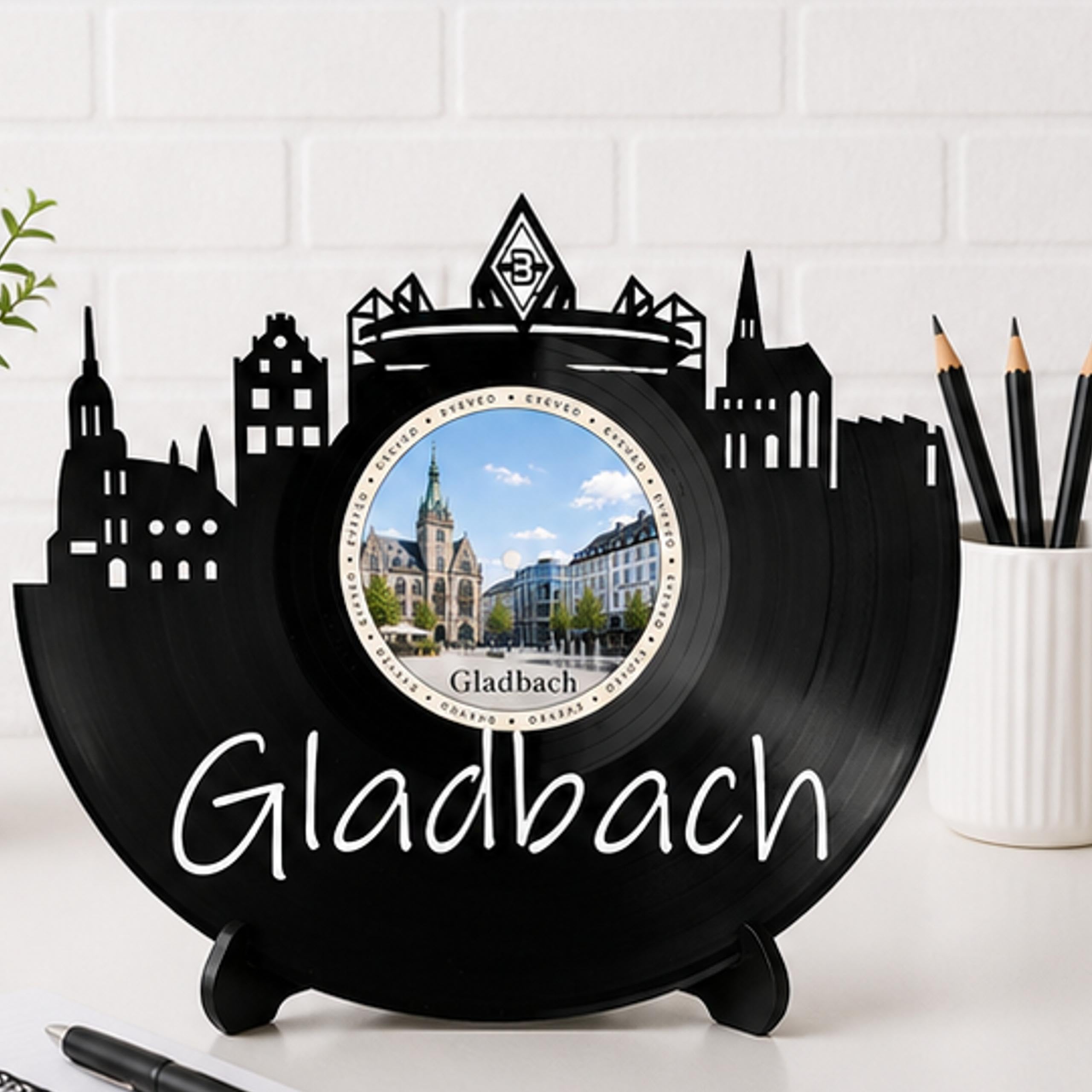EVEVO Gladbach D0027 - Decorazione da parete in vinile, motivo skyline di Mönchengladbach, regalo per gli appassionati di calcio, per gli amanti del calcio