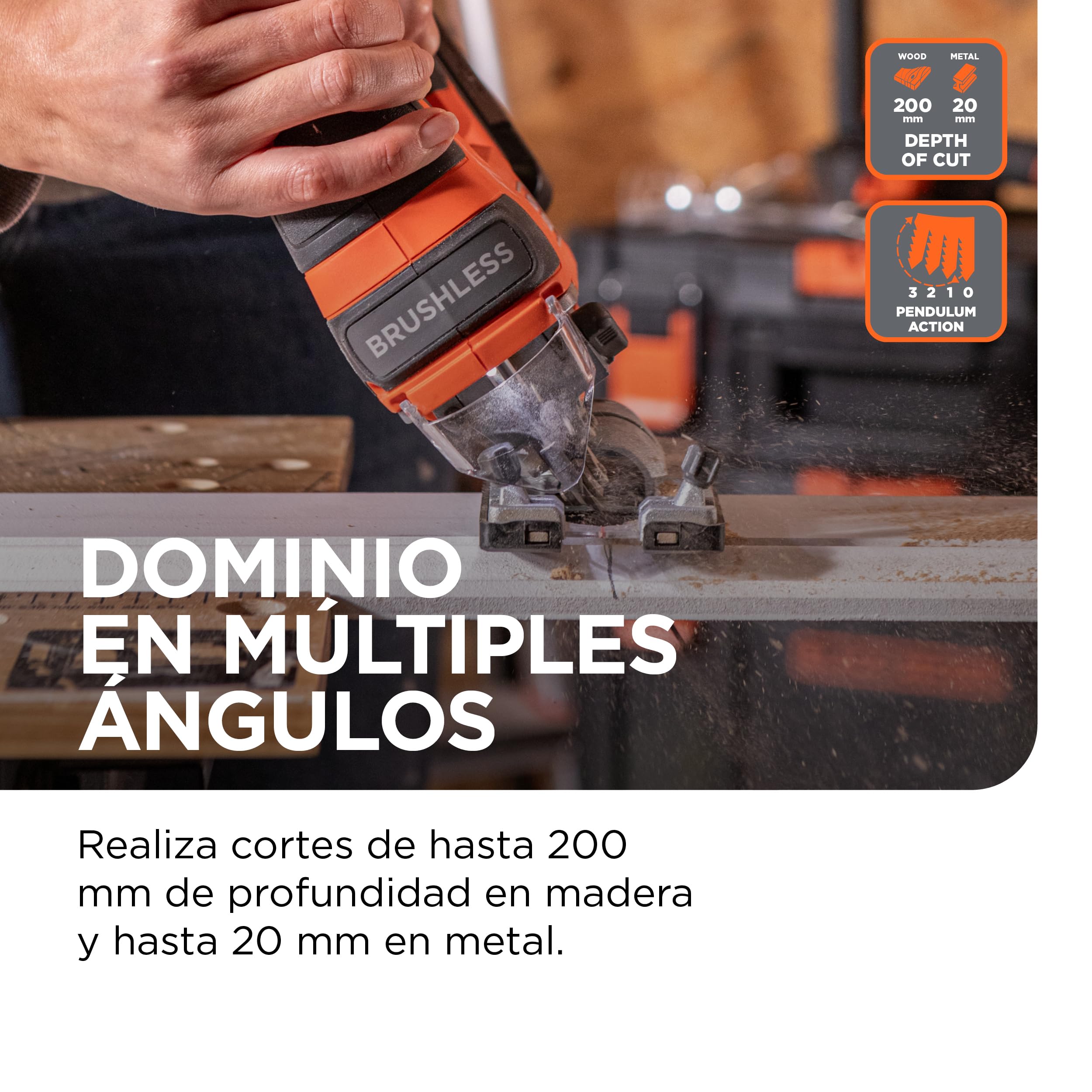 BLACK+DECKER Sierra de calar INALÁMBRICA sinescobillas, unidad básica, herramienta de sierra decalar de 18V solamente, con 6 hojas, batería noincluida, BLCJS78NZ-XJ