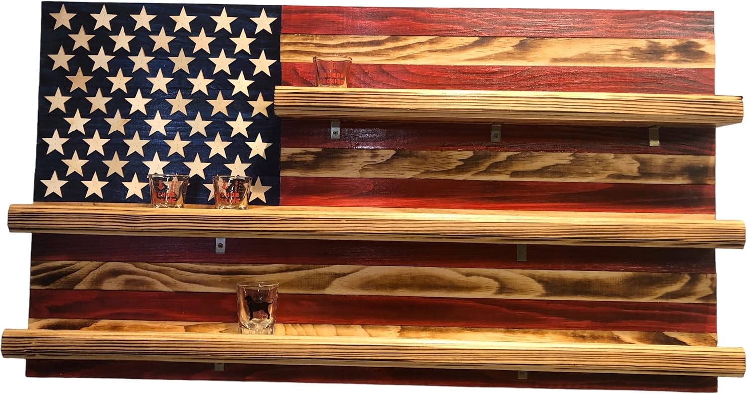 Rustic American Flag Baseball Display, Baseball Holder, Softball Display, Baseball Case, Baseball Rack, Softball Holder