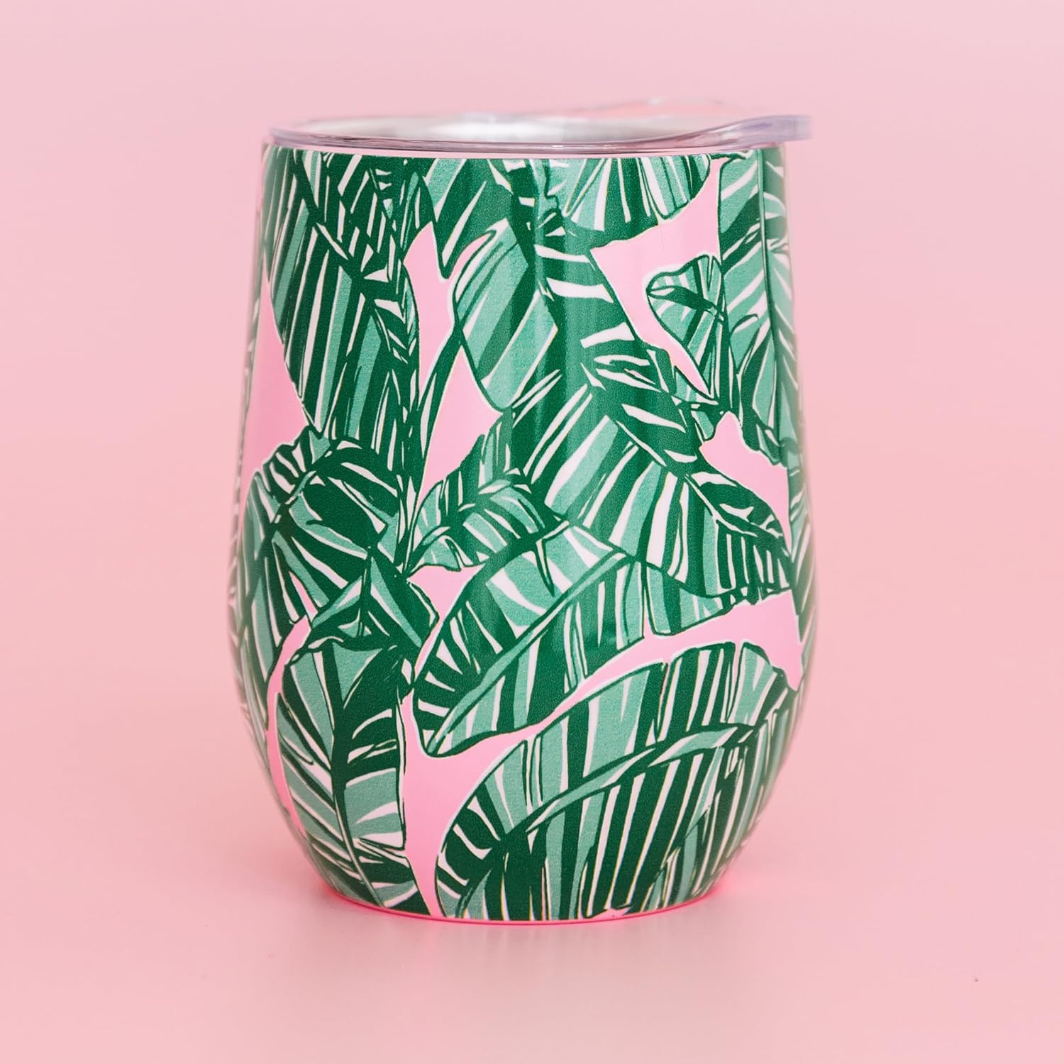 Lilly Pulitzer 12 Oz Insulated Tumbler with Lid, Yellow/Green Stainless Steel Travel Wine Glass, Double Wall Metal Cup (Let's Go Bananas) - Image 2