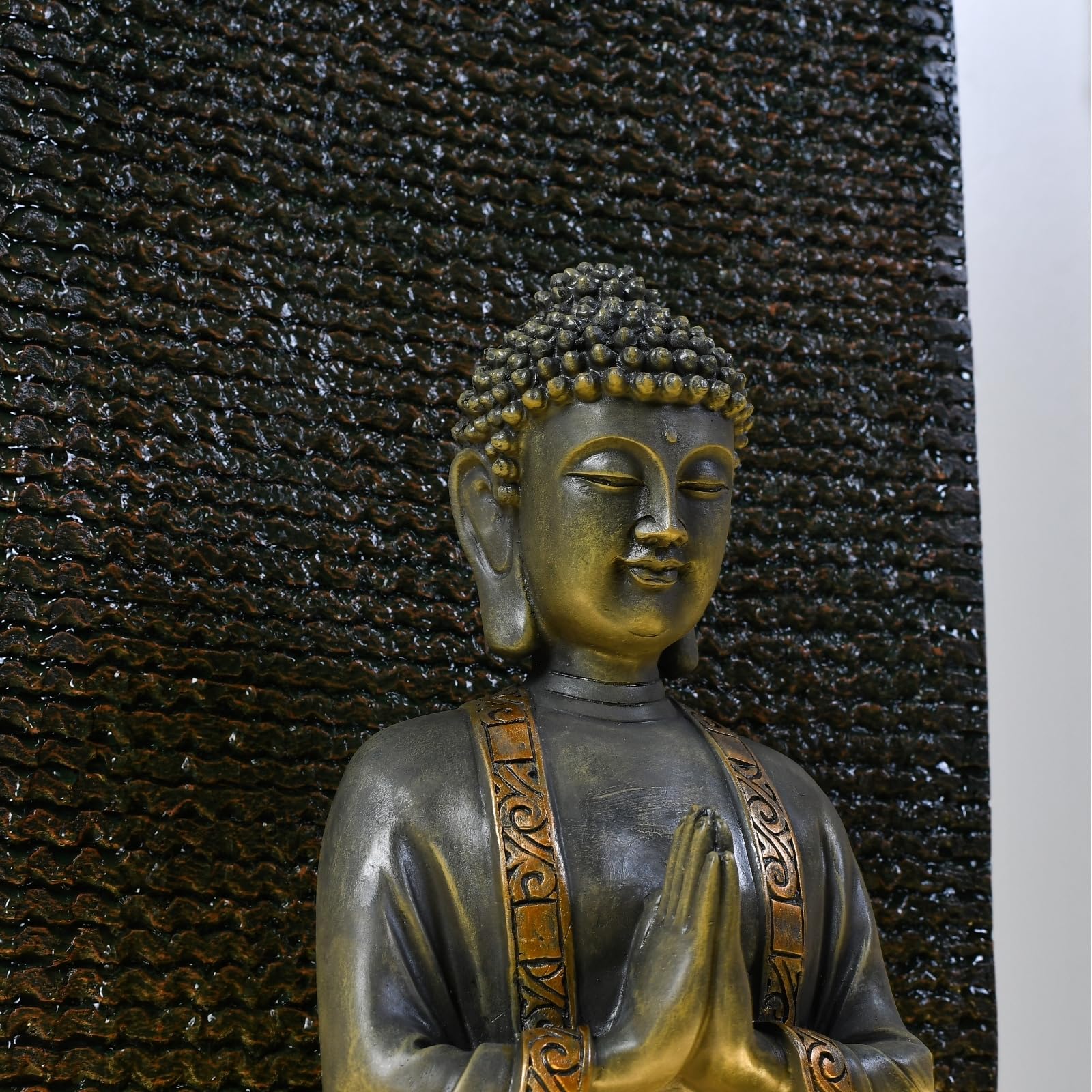 Zen Light SCFRGMB XL Buddha Außen- und Innenbrunnenwasserwand, 100cm Höhe, Schwarz