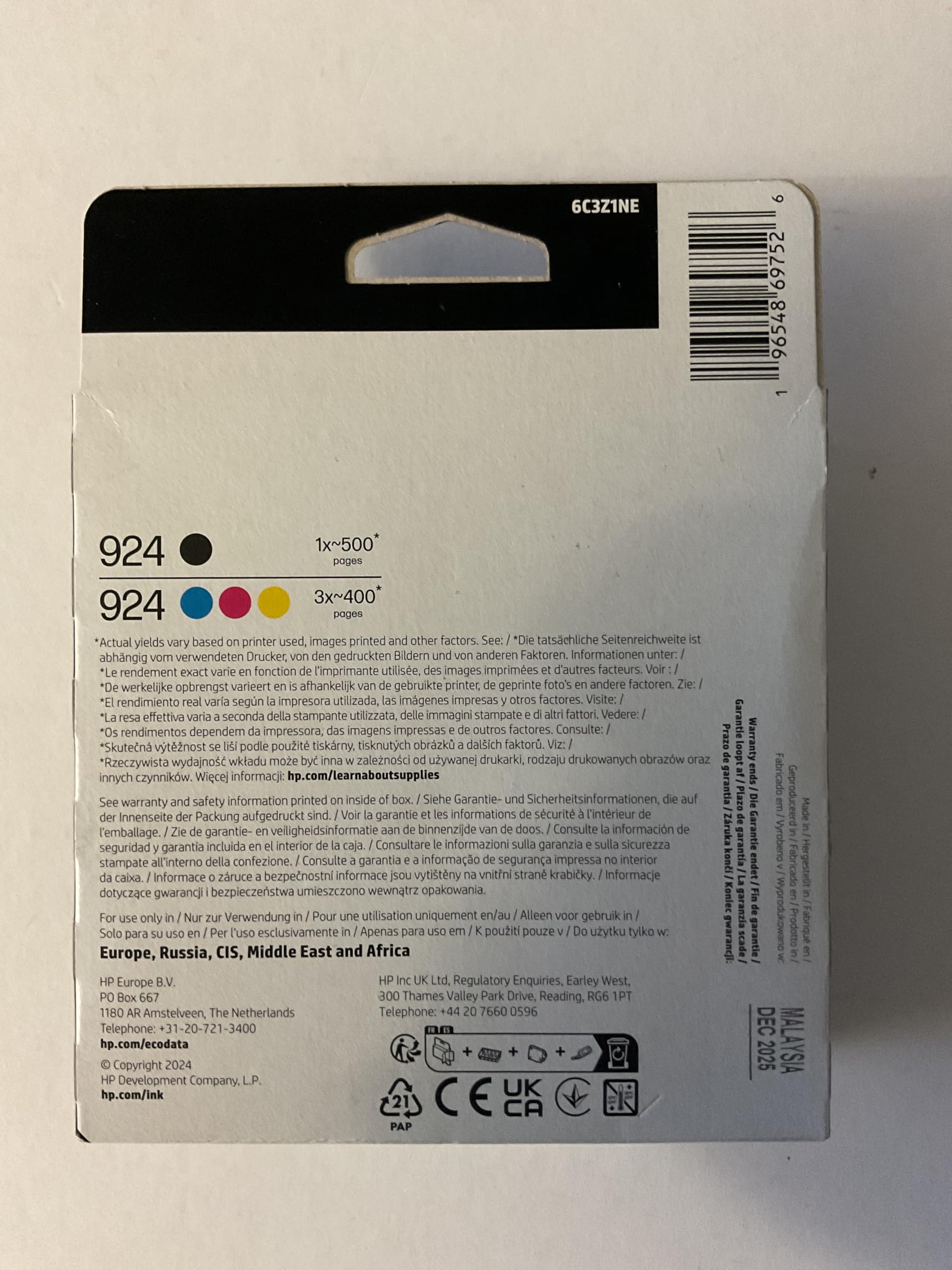 Amazon.co.jp: HP 924 CMYK オリジナルインクカートリッジ 4個パック 