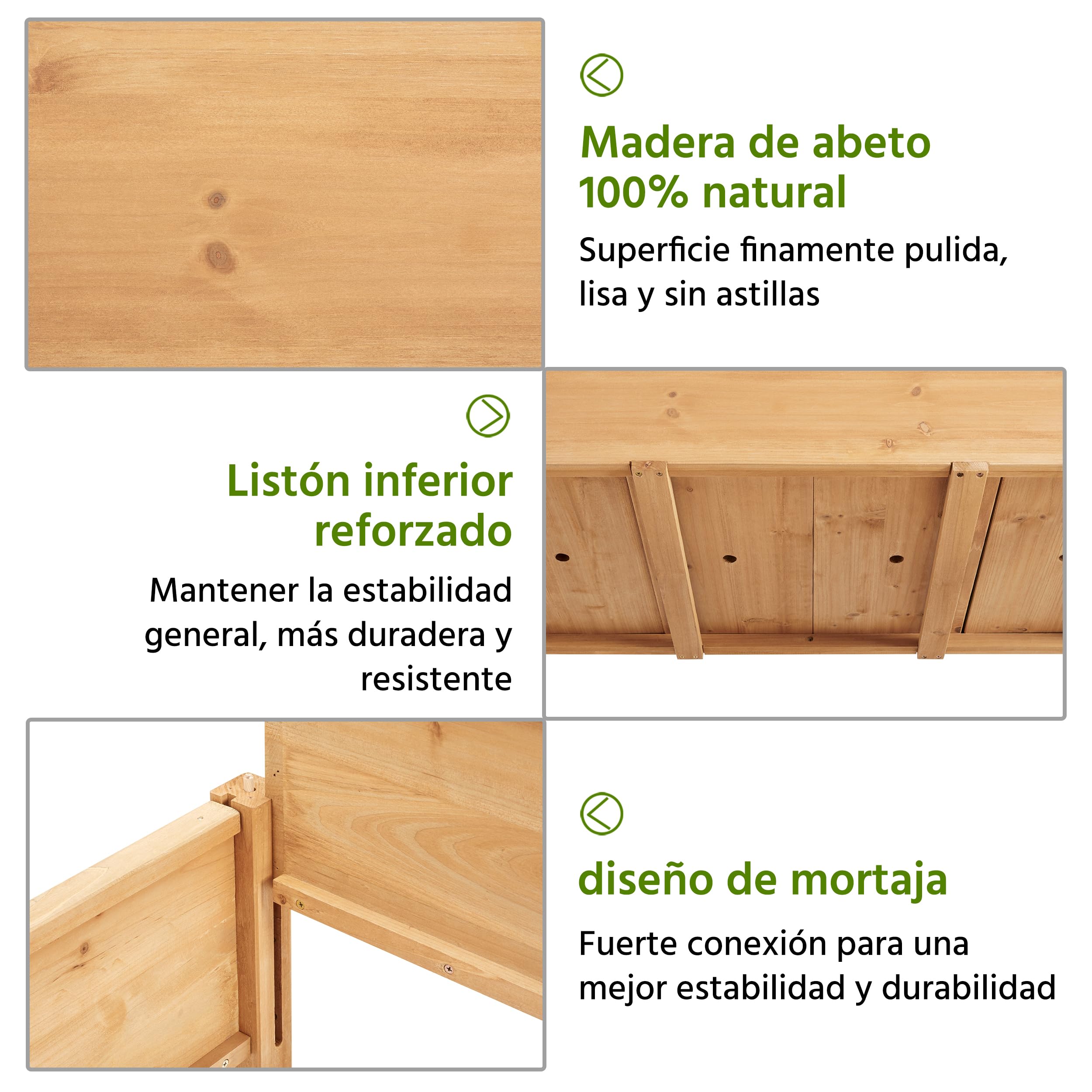 Yaheetech Huerto Urbano Elevado de Madera de Abeto Mesa de Cultivo de 2 Niveles con Ruedas Desmontables, Forro no Tejido, Ideal para Flores y Vegetales Marrón Claro 105 x 56 x 83 cm