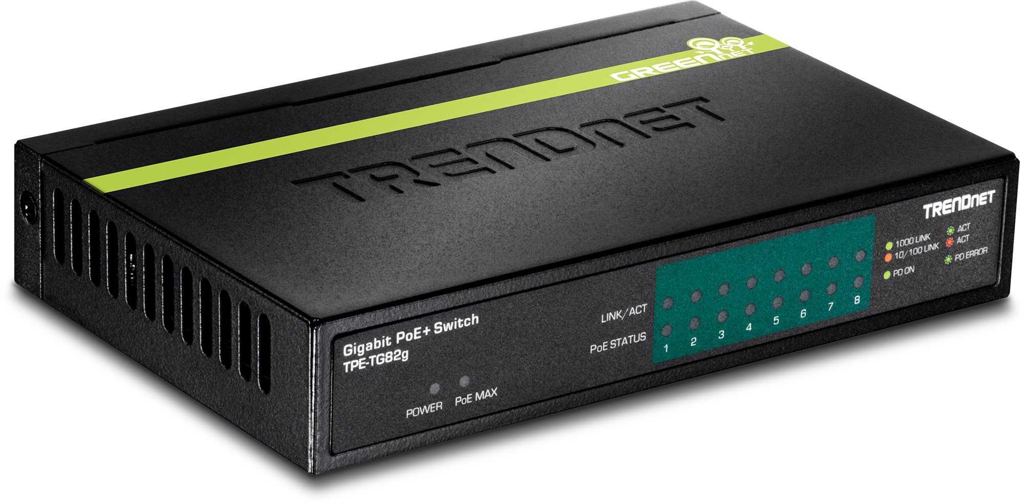 TRENDnet, TEG-S82G, Commutateur Ethernet GREENnet Gigabit 8 Ports, 8 Ports Gigabit Ethernet 10-100-1000 Mbit/s, répartiteur Ethernet, 16 Gbit/s, métal, Noir