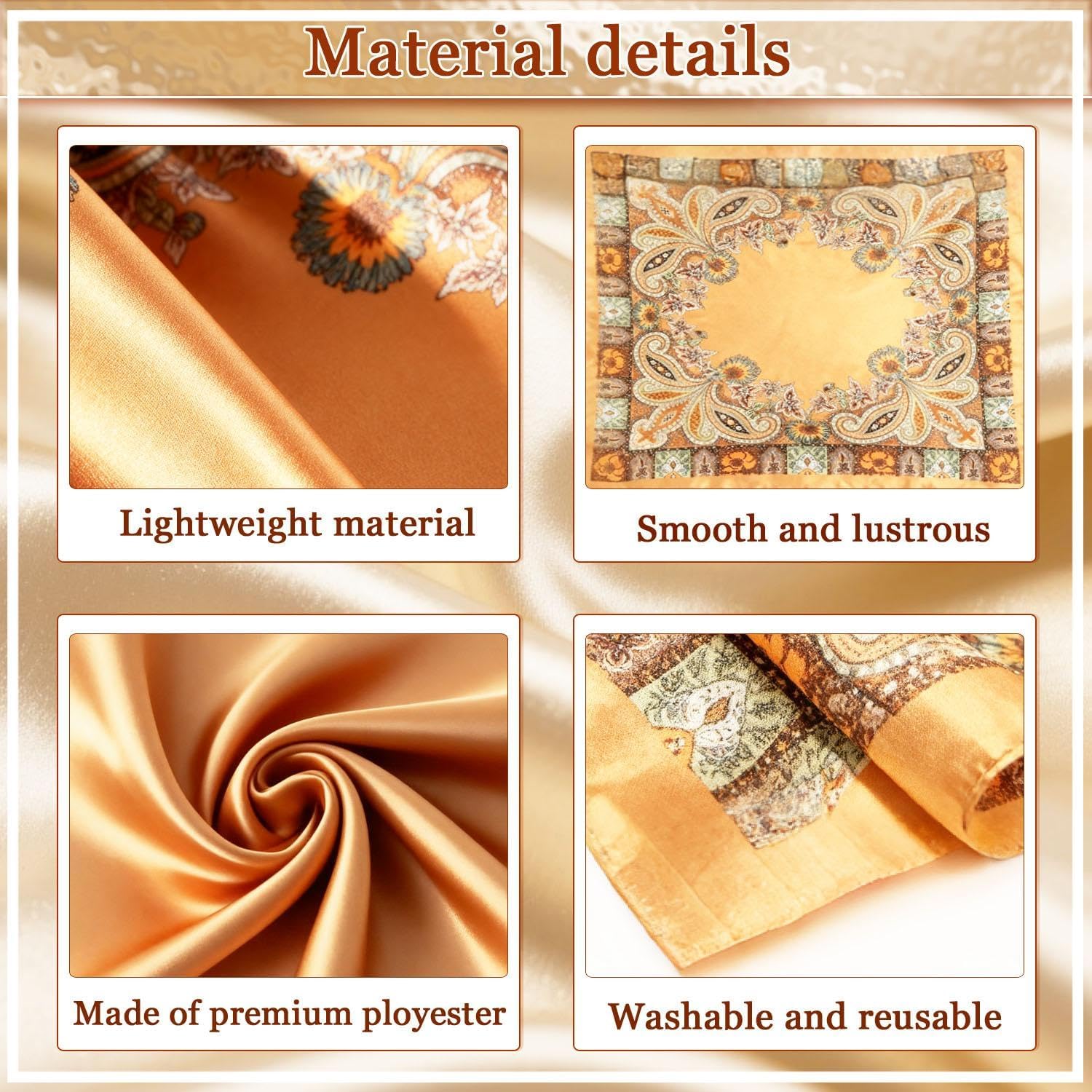 Headscarf for Women，Square Silk-Like Headscarf,Breathable Fashion Bandana,Multiple Colors，Women's Gifts