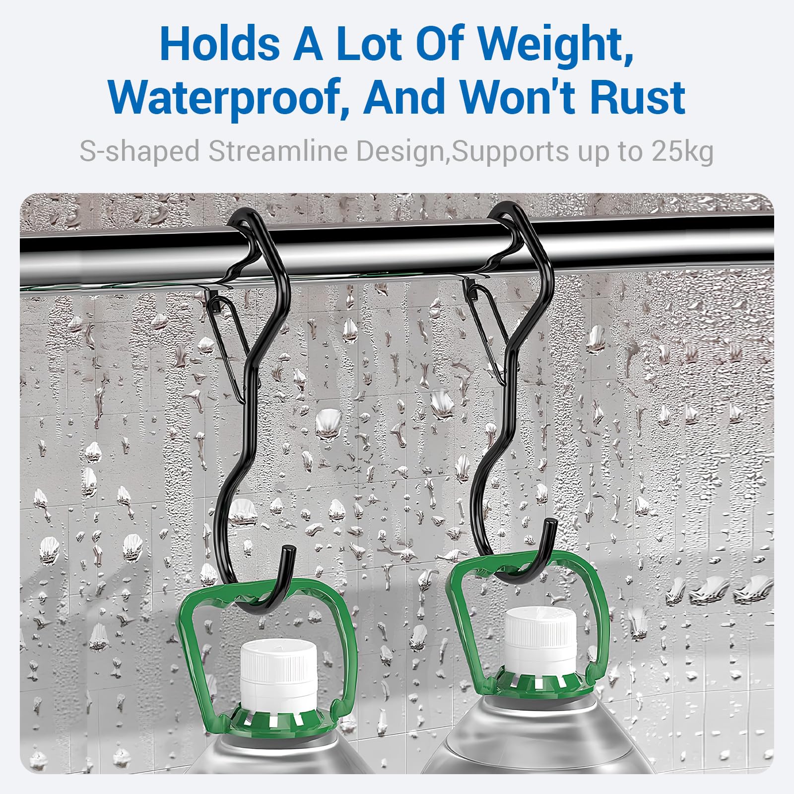 laveroar 10 Pack S Hooks, Black Heavy Duty Large 10cm Metal S Hooks with Safety Buckle Hanging for Plants Lights, Kitchenware - Image 4