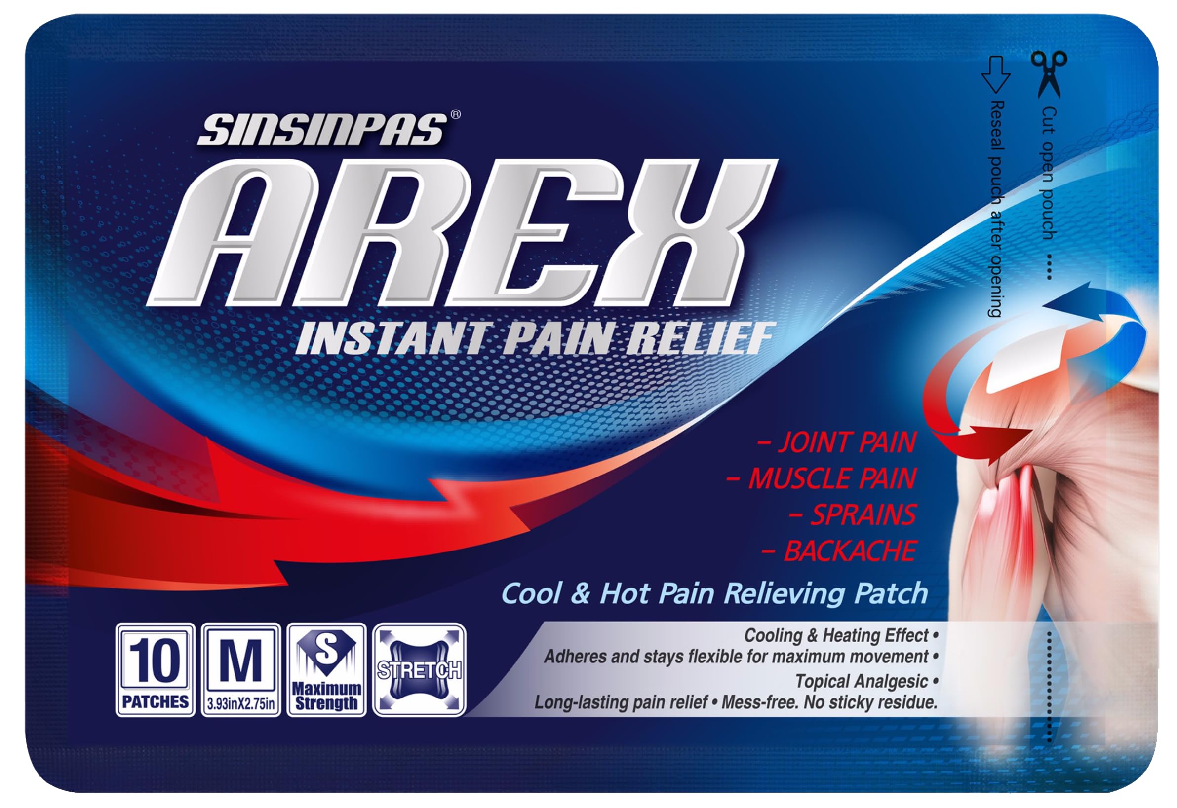 SINSINPAS AREX Cool & Hot Pain Relieving Patch, Medium 2 Pack (20 Patches Total)