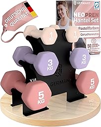 HQ Germany® Hanteln Set [geruchsfreie Pastellfarben] - Hanteln 2 Stück für Pilates und Kraftraining, Hantelset Home Gym, Dumbbells, Gewichte Hantel, Hantel Set, Kurzhanteln, Handeln für Frauen