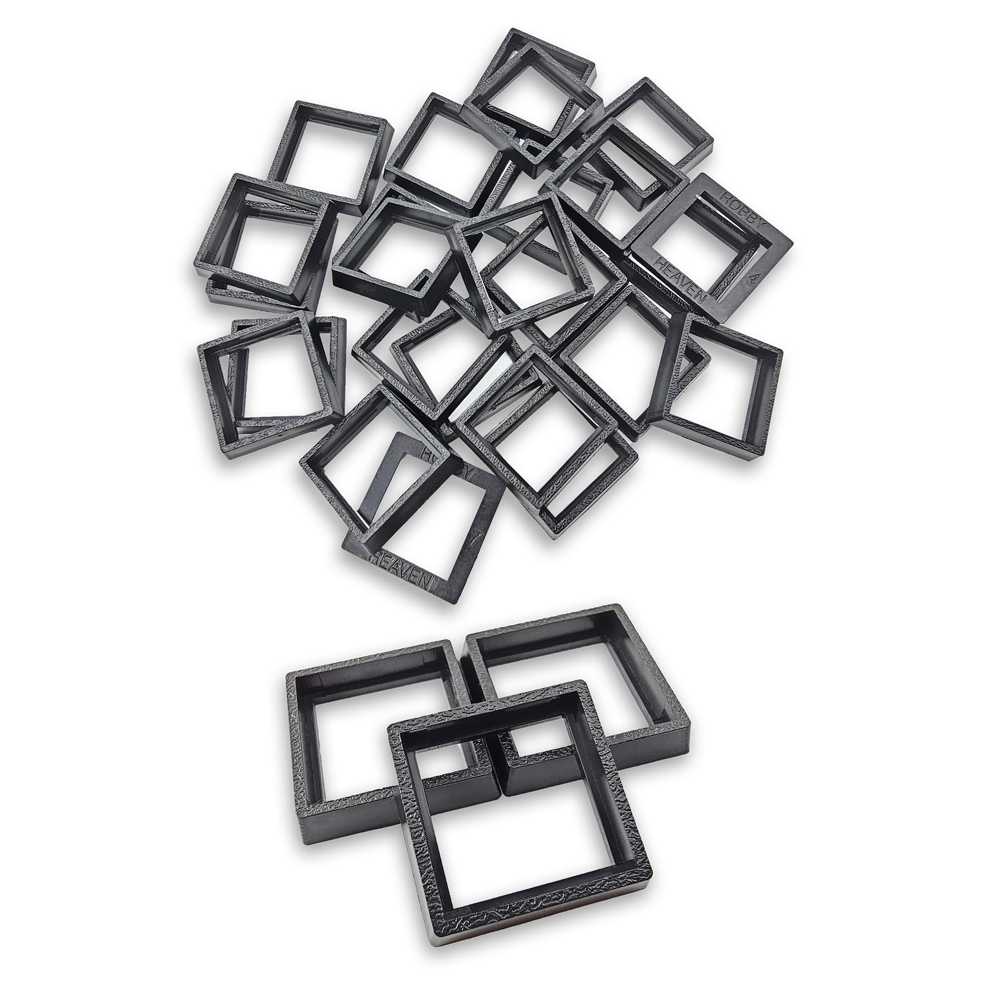Hobby Heaven 20 to 25mm Square Bases Size Converters For Warhammer Bases - Black Miniature Bases Converters for Wargaming Miniatures Figures - Model Painting Wargame Miniatures (25 pcs)