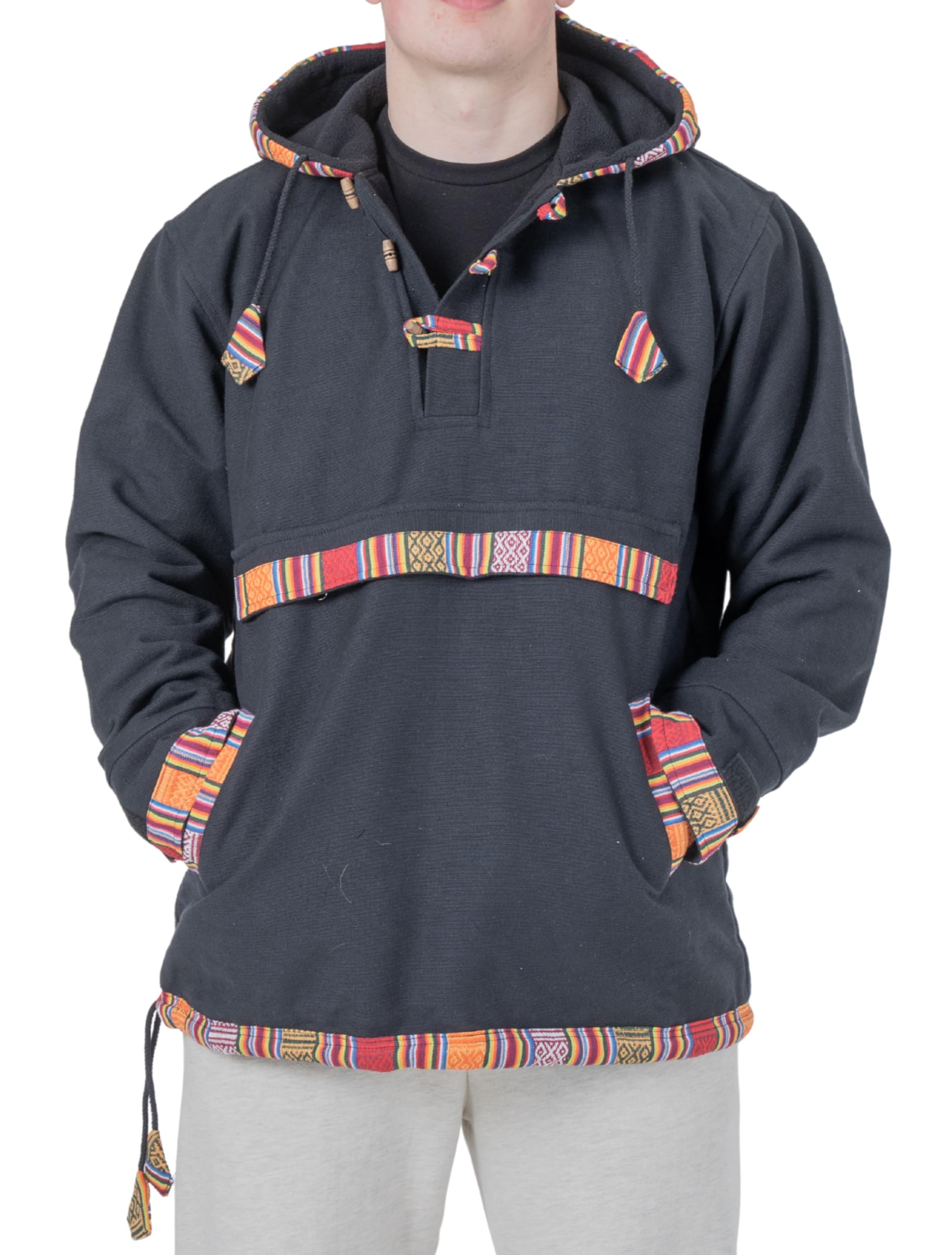 Shopoholic Fashion Giacca in Pile con Cappuccio Hippie da Uomo