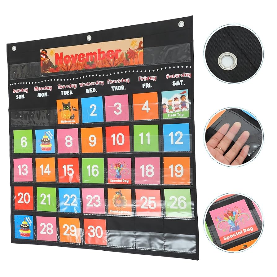 イラストカード　ポケットカレンダー　セット Amazon.co.jp: NUOLUX ポケットカレンダー ポケットチャート