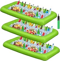 Vista 10 de Leitee 3 barras inflables de servicio de 52 x 24 x 5 pulgadas, bandeja de servir para bufé de hielo, enfriador de bebidas con tapón de drenaje, Negro