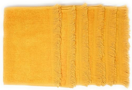 Miniatura 5 de Paquete de 12 toallas de rizo reversibles con flecos con dobladillo (tamaño 11 pulgadas de ancho x 18 pulgadas de largo), algodón (dorado) a precio