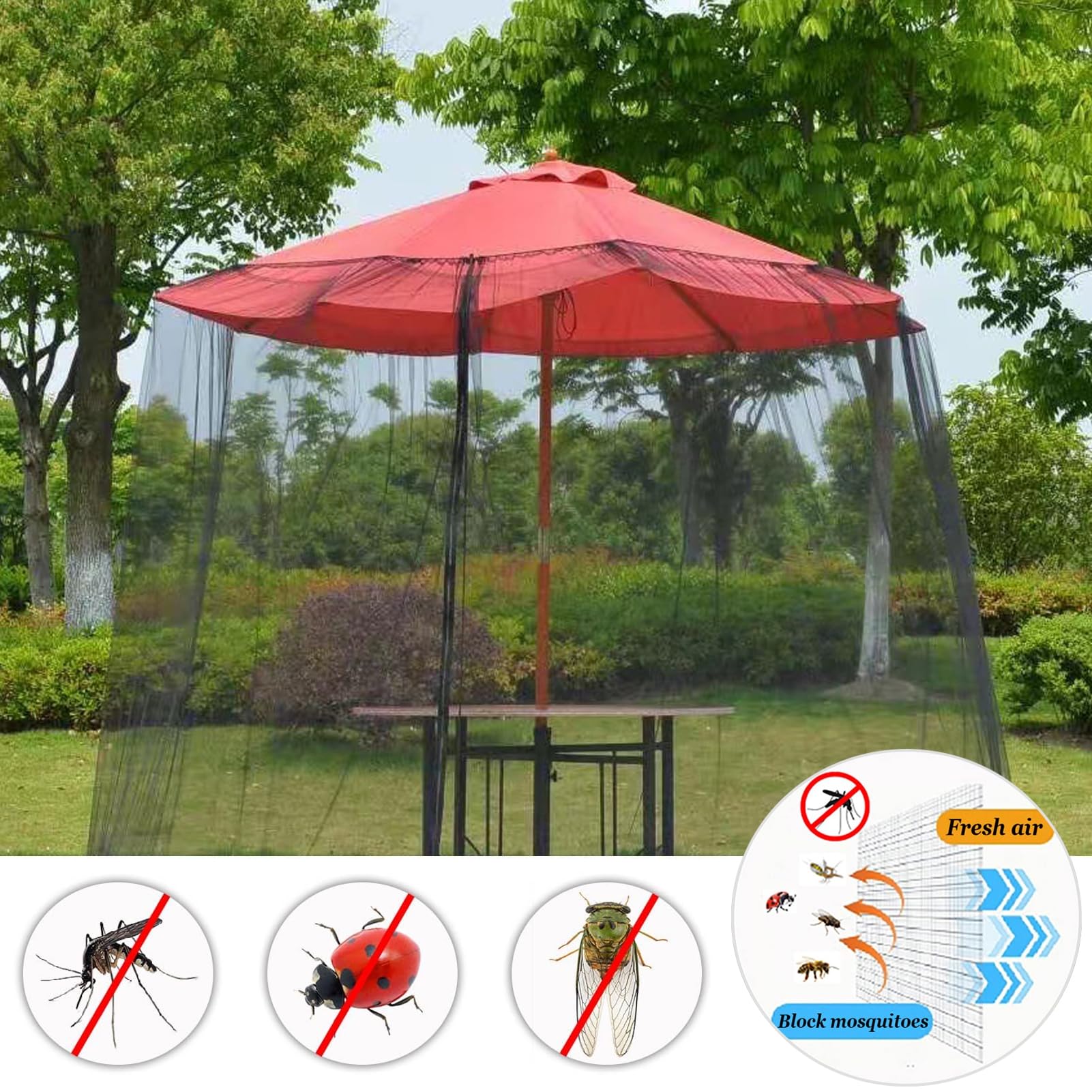 Mosquito Barrier 2PCS ,10 X 16.5 Ft Garden Mesh Mosquito Netting For Patio, image size:1601x1601