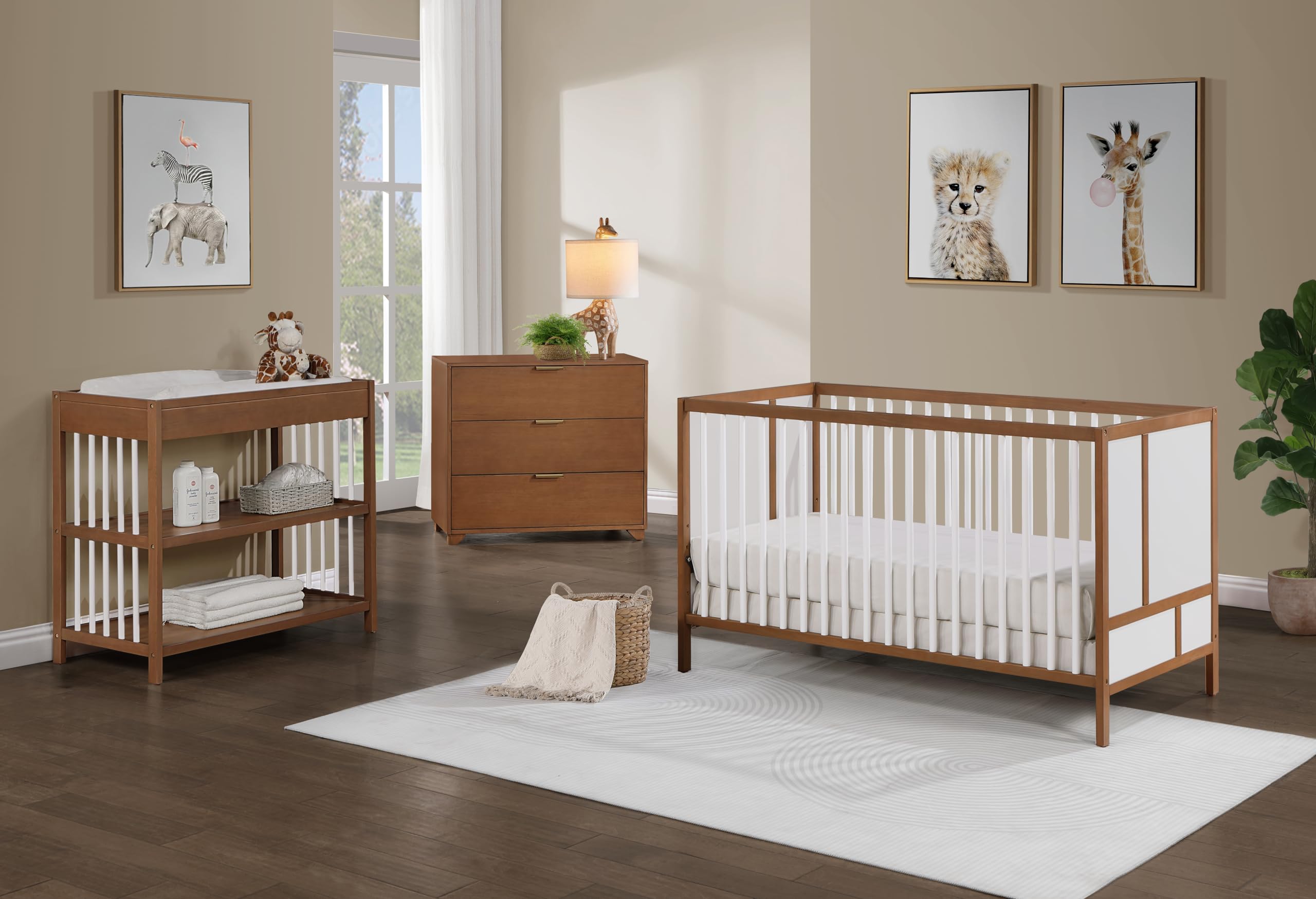 espidoo Pixie Toddler Guardrail and Stabilizer Bar: Modern Style Wood Converts Crib to Toddler Bed - 52.50 inch Walnut Safe Sleep Rail for Baby Aged 18-36 Months - Bedroom Safety & Security