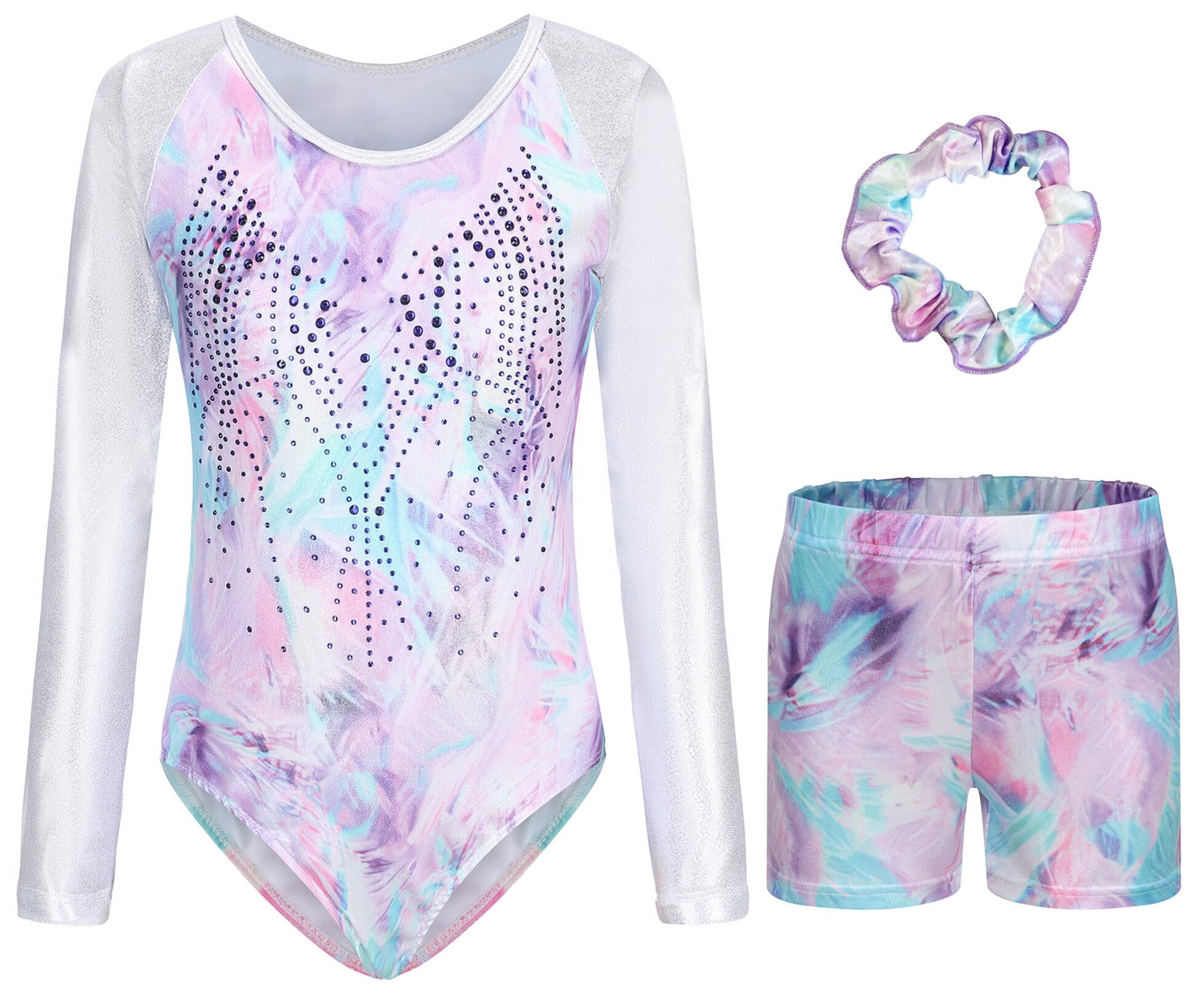 Girls Gymnastic Leotard Dance Leotard with Shorts Long Sleeve Sleeveless Gymnastic Suit Dance Biketard Unitard Bodysuit