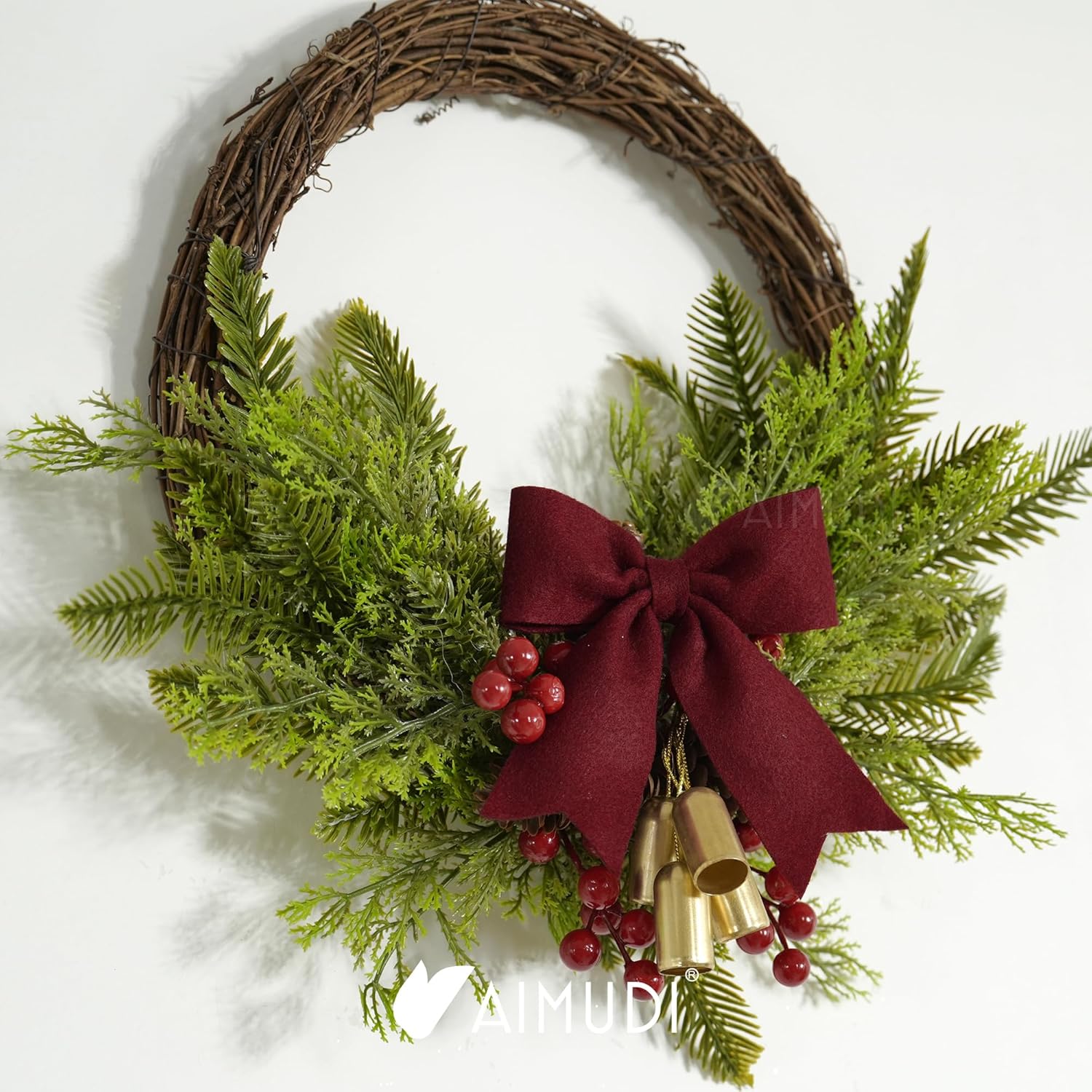 AIMUDI Burgundy Bows for Christmas Tree 5'' Hand Felted Christmas Bows for Gift Wrapping Premade Bow Gift Bows for Presents Crafts Wreaths Fireplaces Winter Holiday Christmas Decorations, 24 PCs