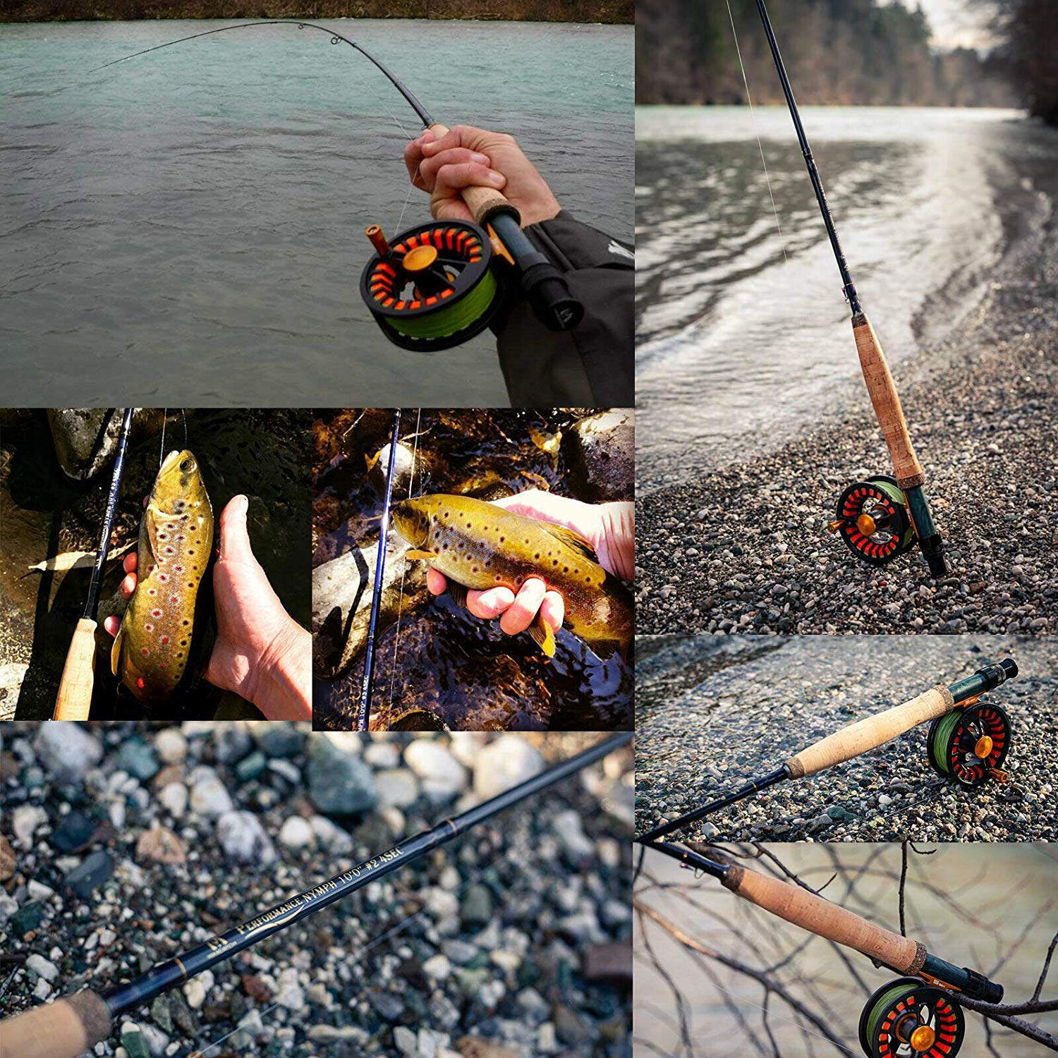 Performance Nymph Fliegenrute IM 10 Kohlefaser, AAA+ Kork Handgriff mit Cordura Rutenrohr 4 Teile Fliegenfischen Rute in 2/3/4wt 10/11ft