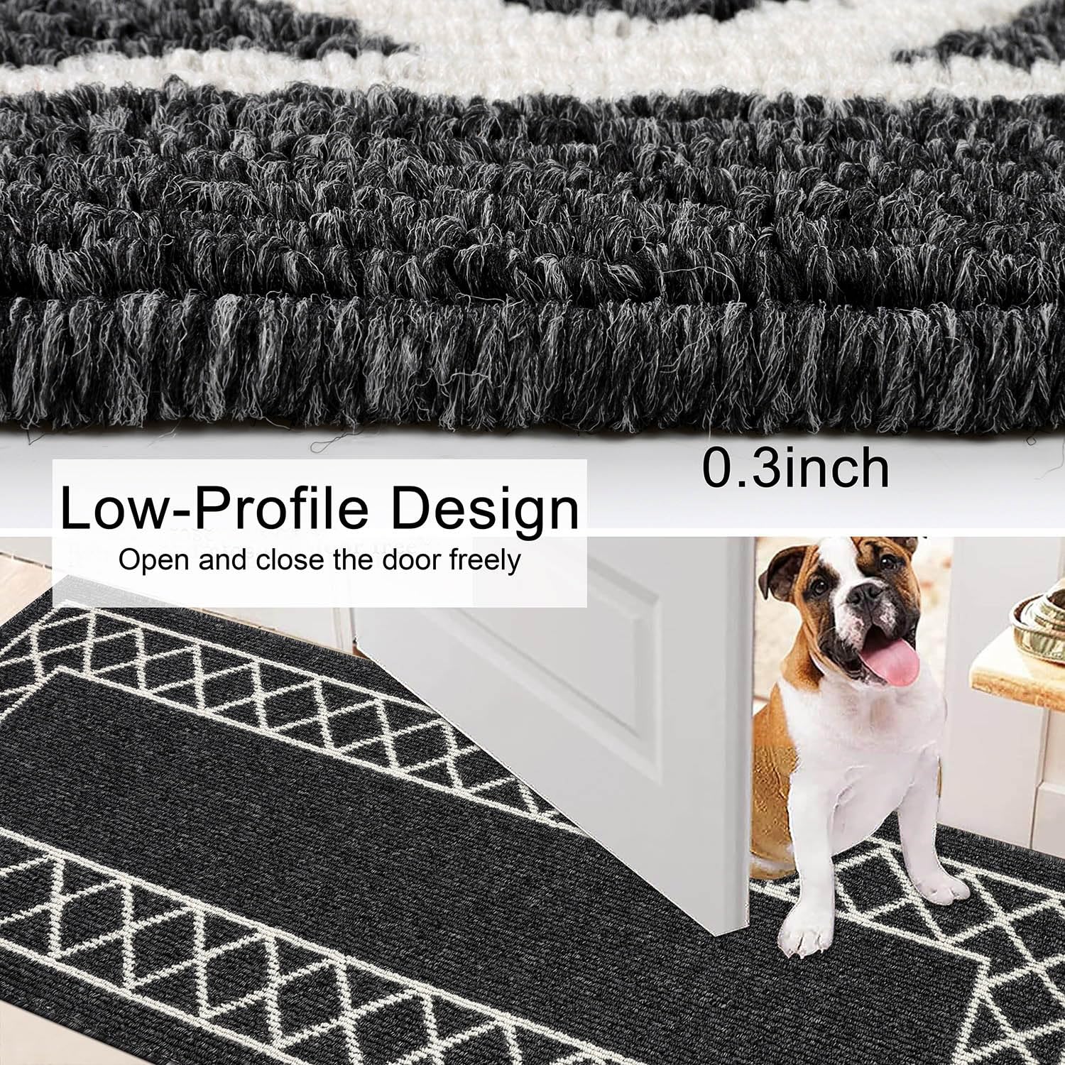SHACOS Runner Rug for Entryway Non Slip 50 x 150 cm Hallway Hall Runner Rug Washable Narrow Rugs Carpet Runners for Hallway Kitchen Entryway Black - Image 2